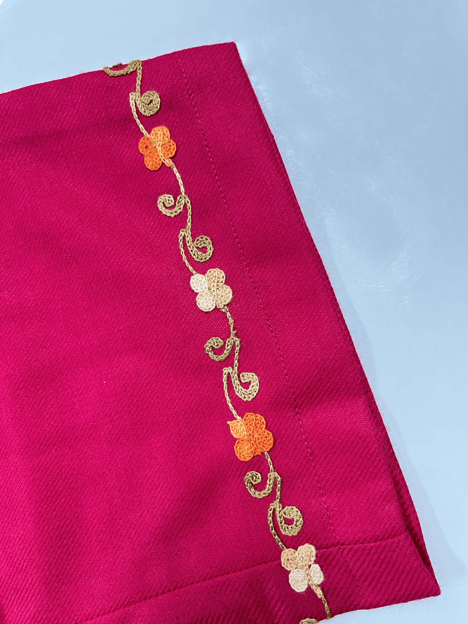 Hot Pink Aari Embroidered Kashmiri Co-ord set