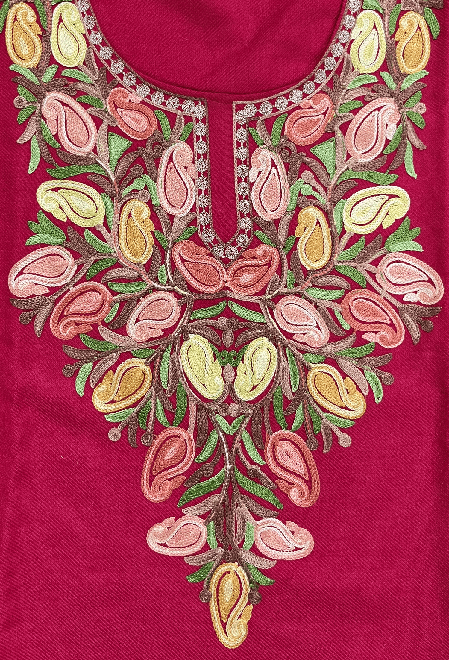 Hot Pink Floral Aari Embroidered Kashmiri Coord Set