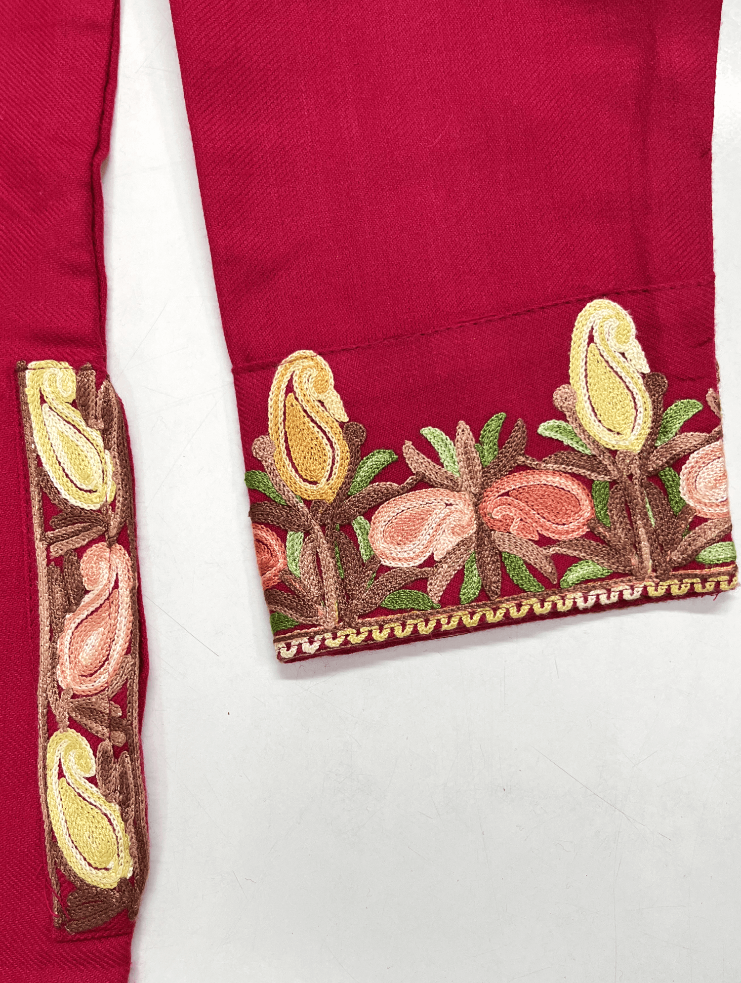 Hot Pink Floral Aari Embroidered Kashmiri Coord Set