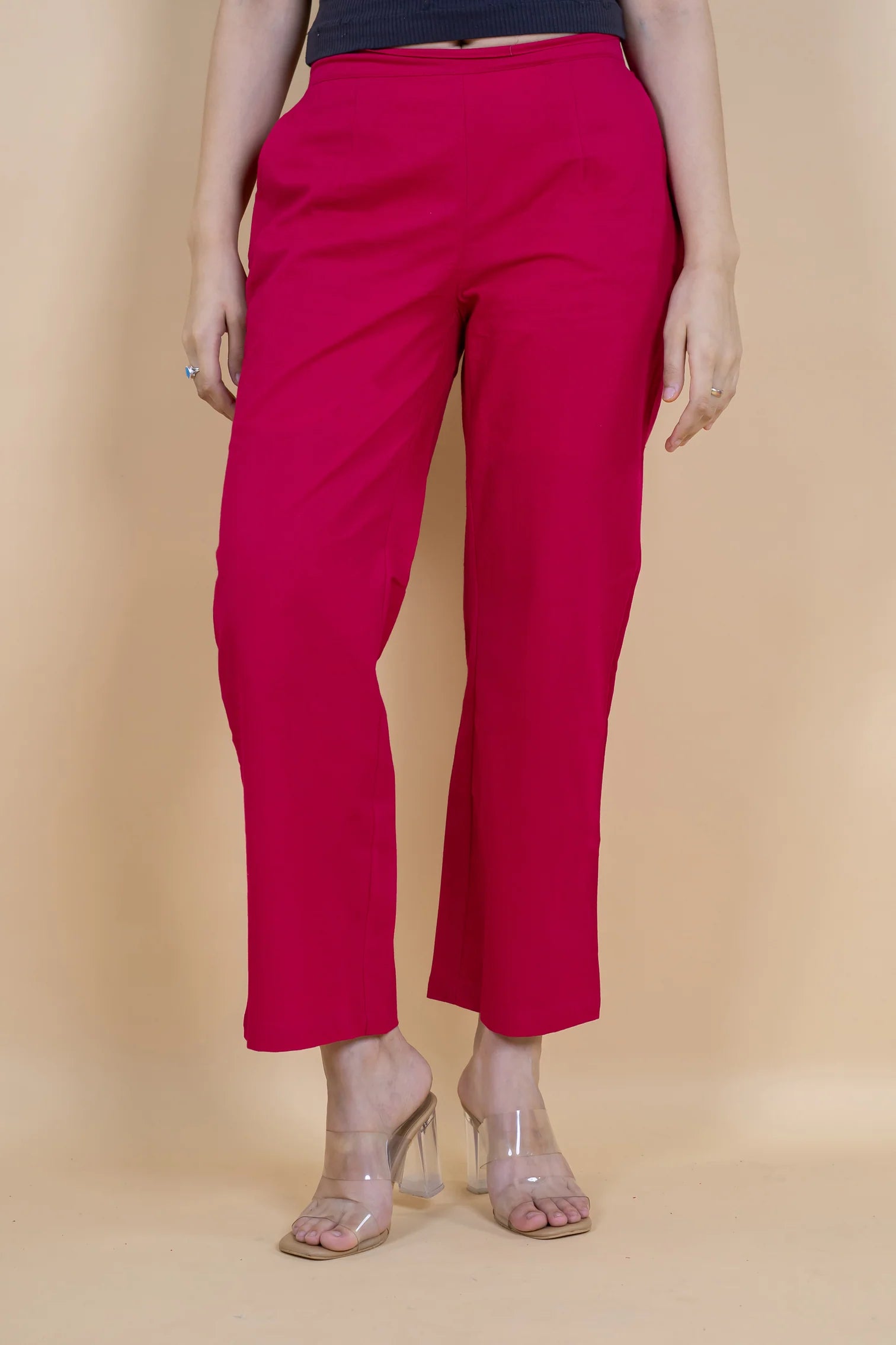 Hot pink wide leg cotton pant