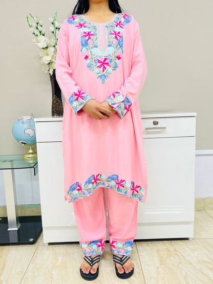 Naariy Multicolor Embroidered Pink Rayon Co-ord Set