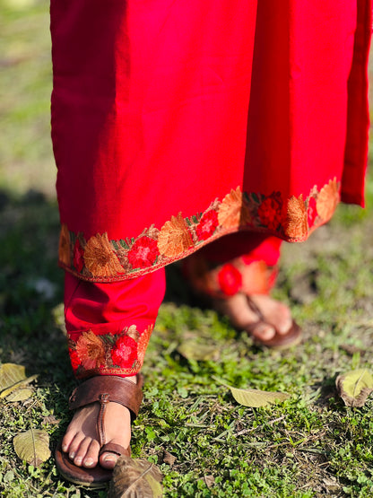 Pink Kashmiri Aari Woollen Co-ord Set