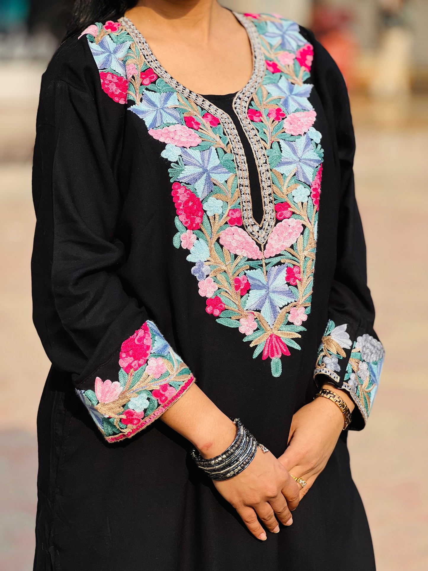 Naariy Multicolor Embroidered Black Rayon Co-ord Set