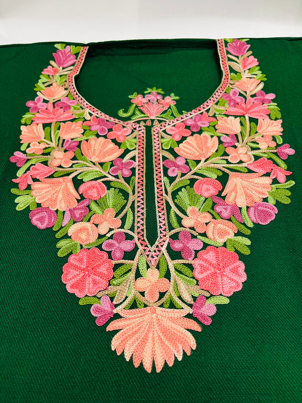 Dark Green Kashmiri Embroidered Pheran