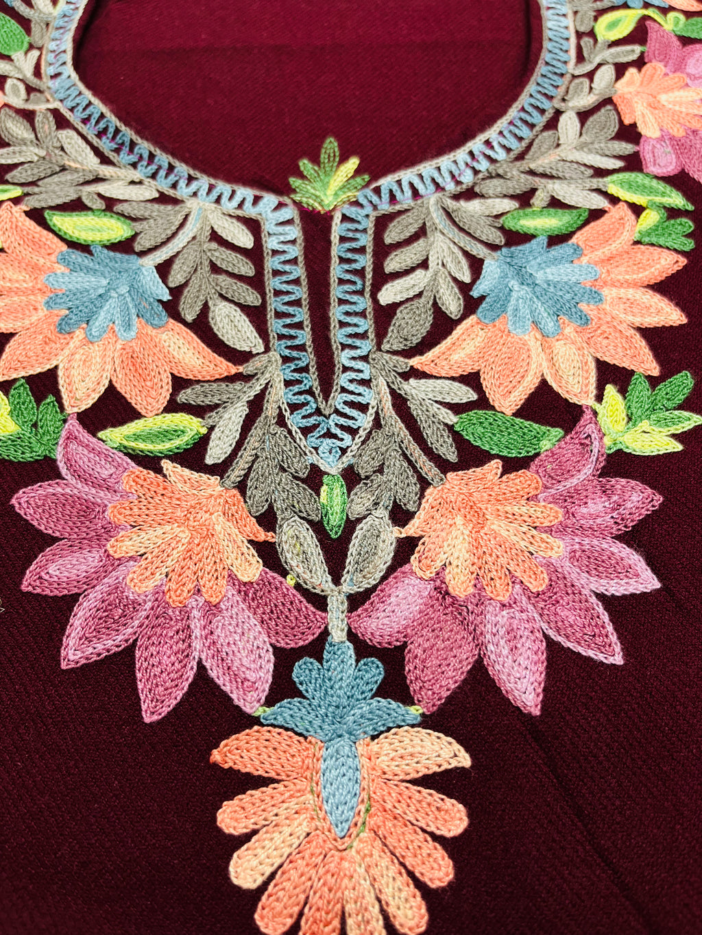Maroon Kashmiri Embroidered Pheran