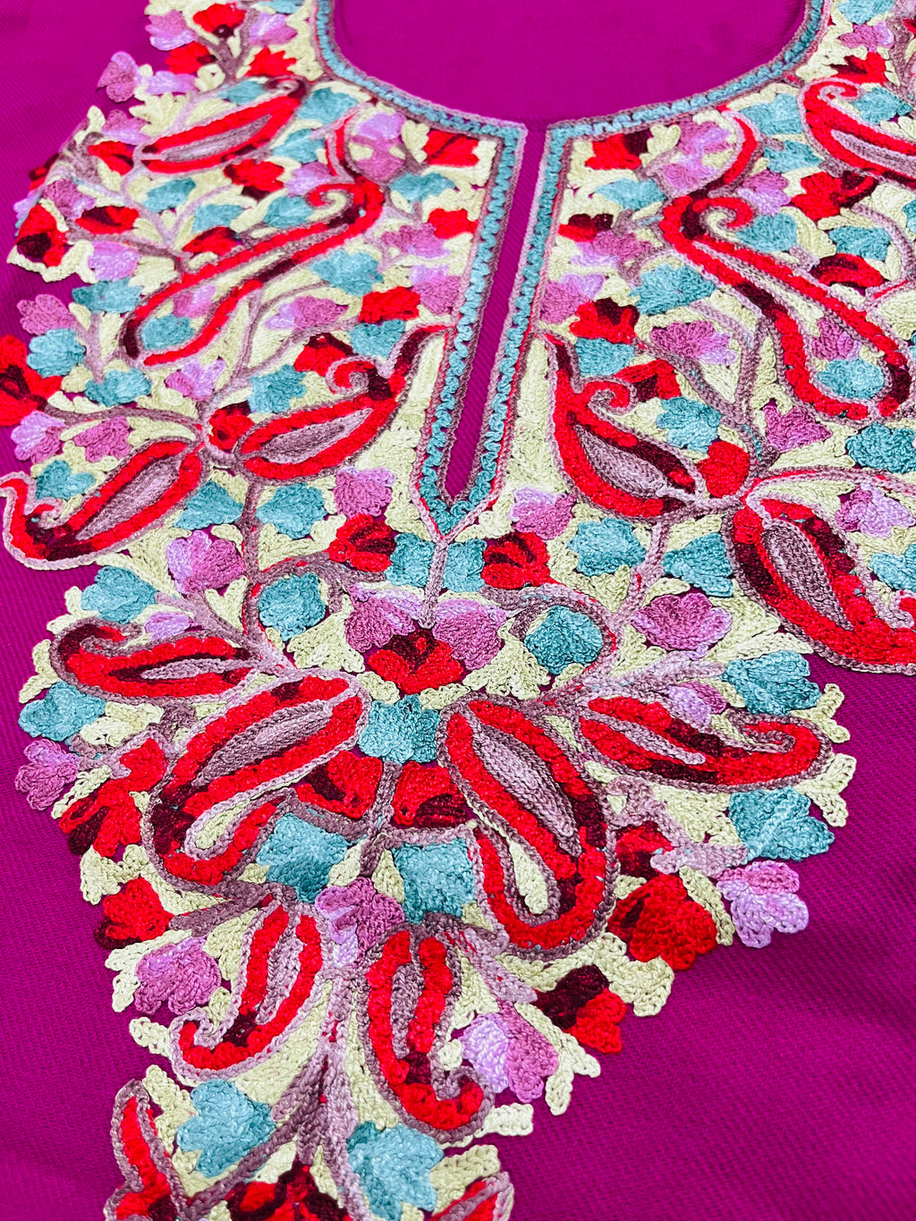 Hot Pink Embroidered Kashmiri Pheran