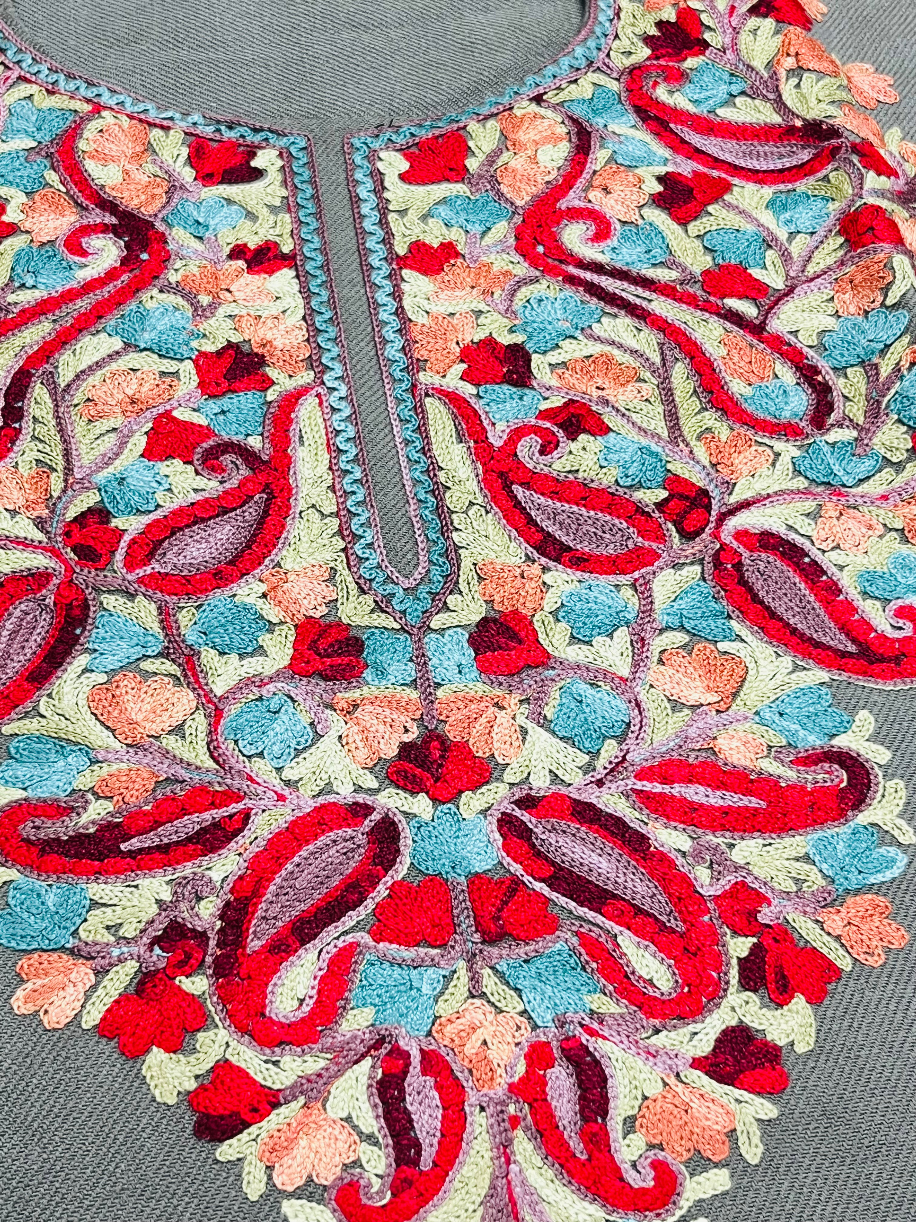 Grey Embroidered Kashmiri Pheran