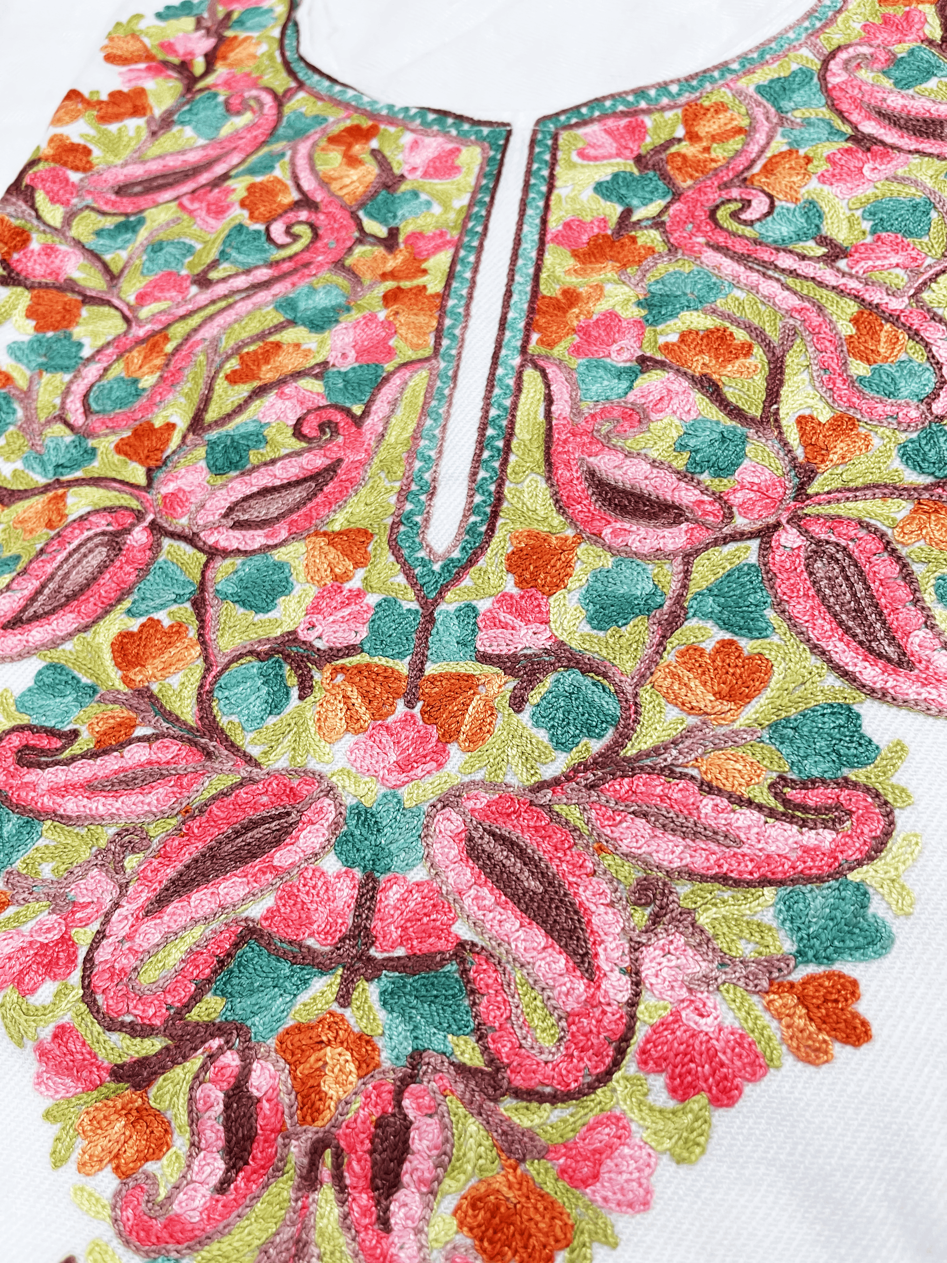 White Embroidered Kashmiri Pheran