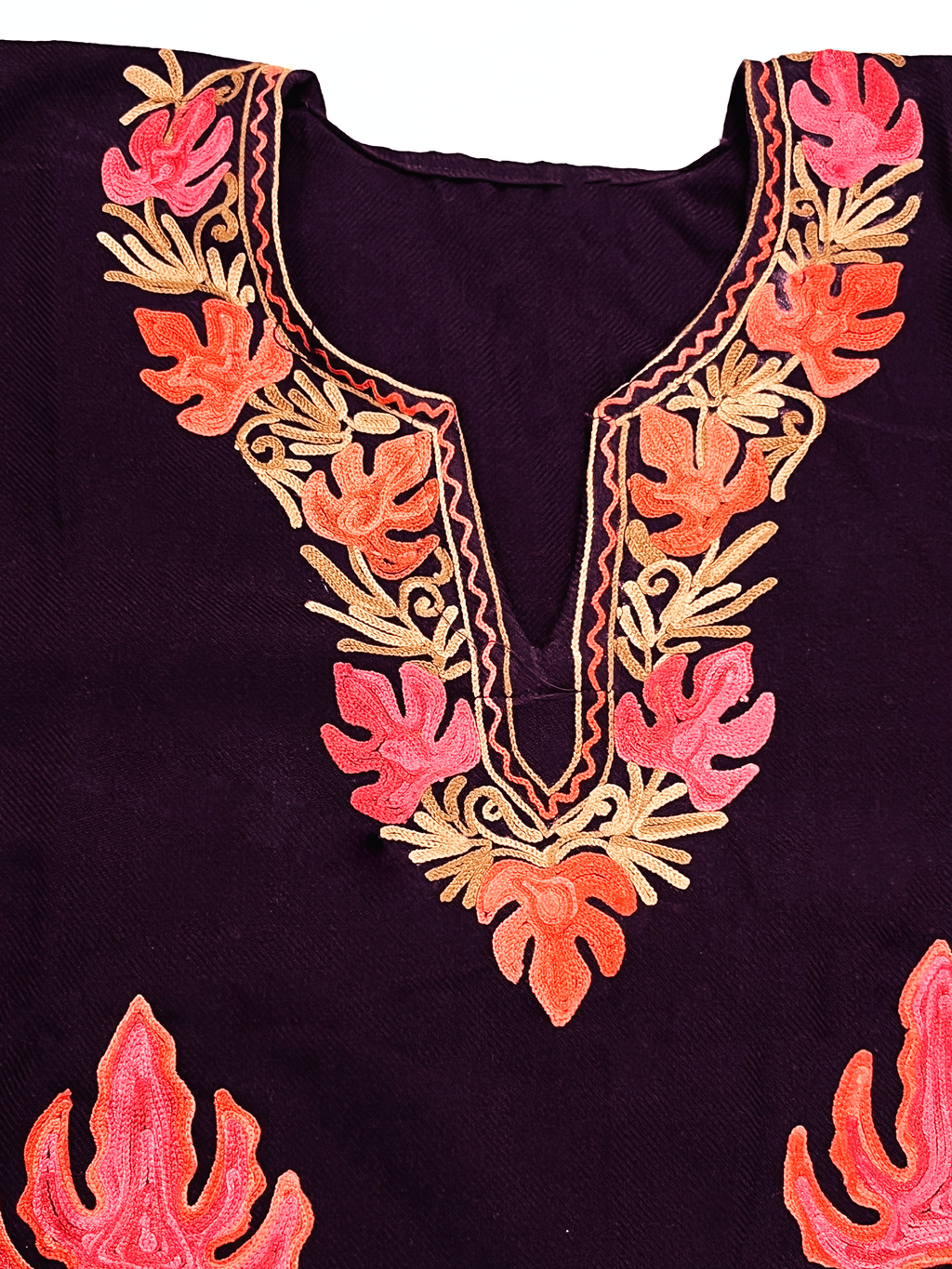 Wine Embroidered Kashmiri Pheran