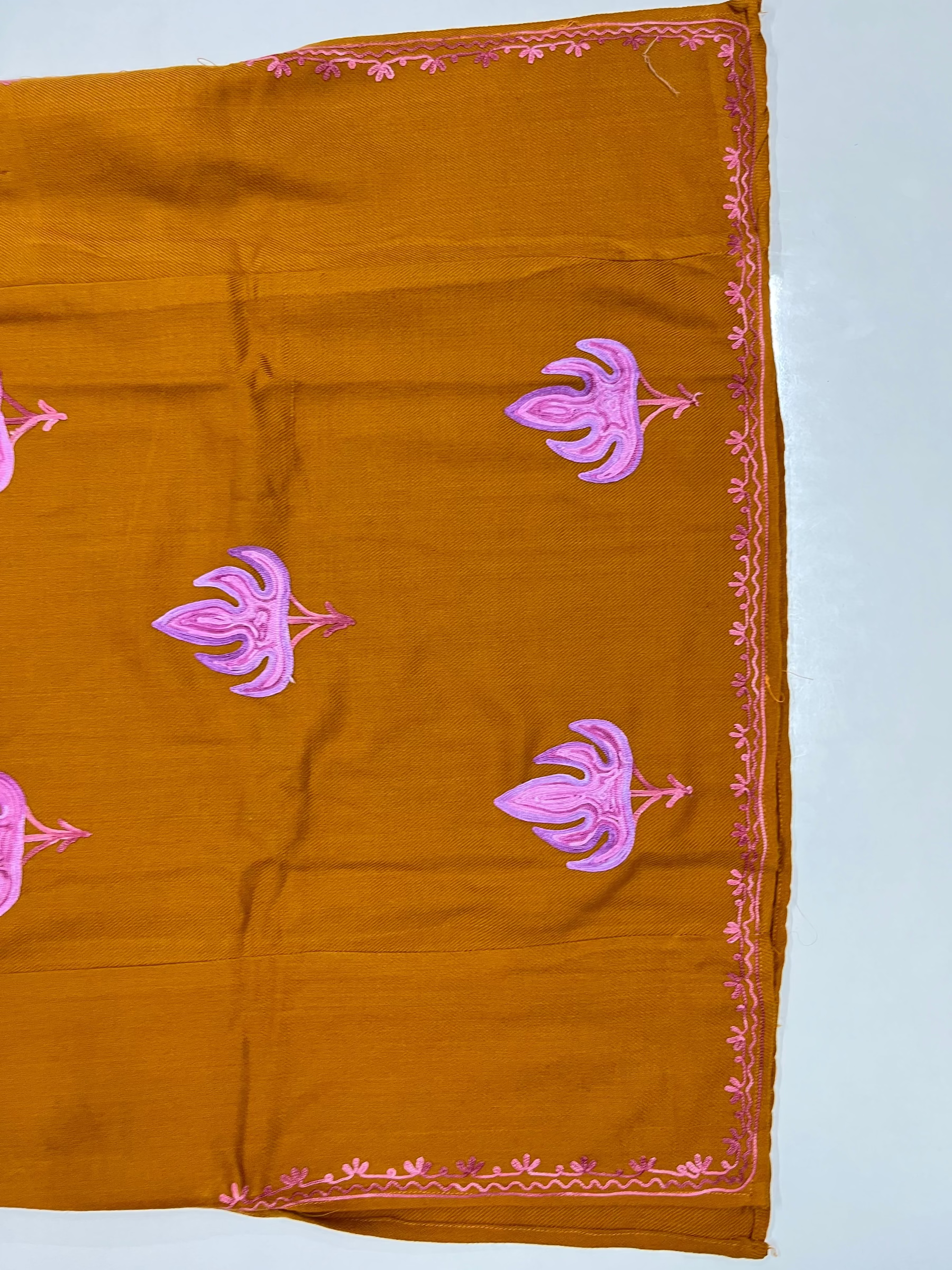 Mustard Brown & Purple Embroidered Kashmiri Pheran