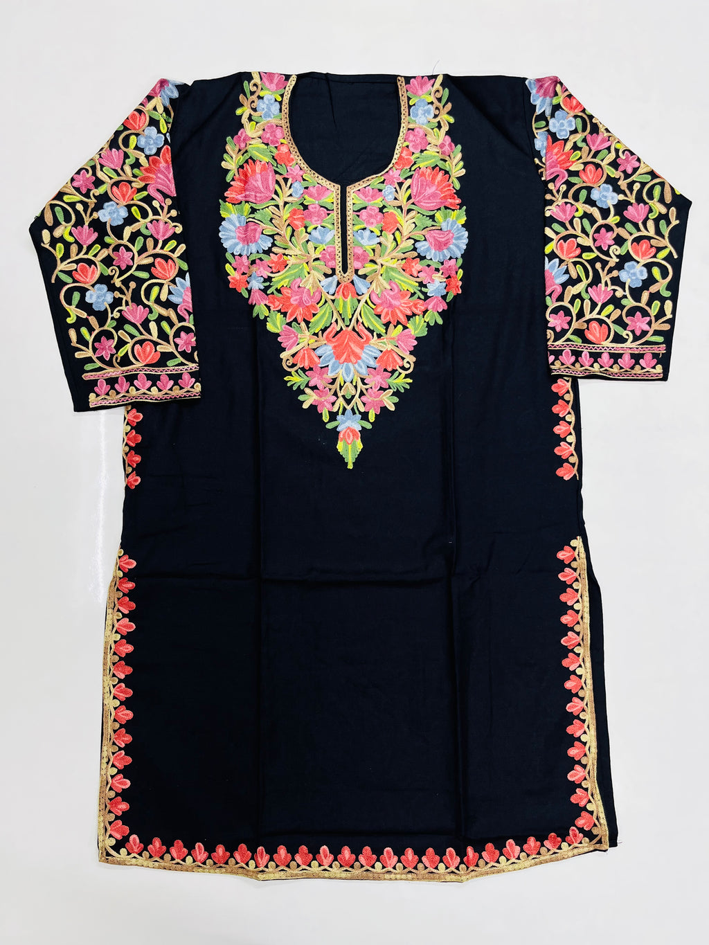 Black Floral Embroidered Kashmiri Pheran