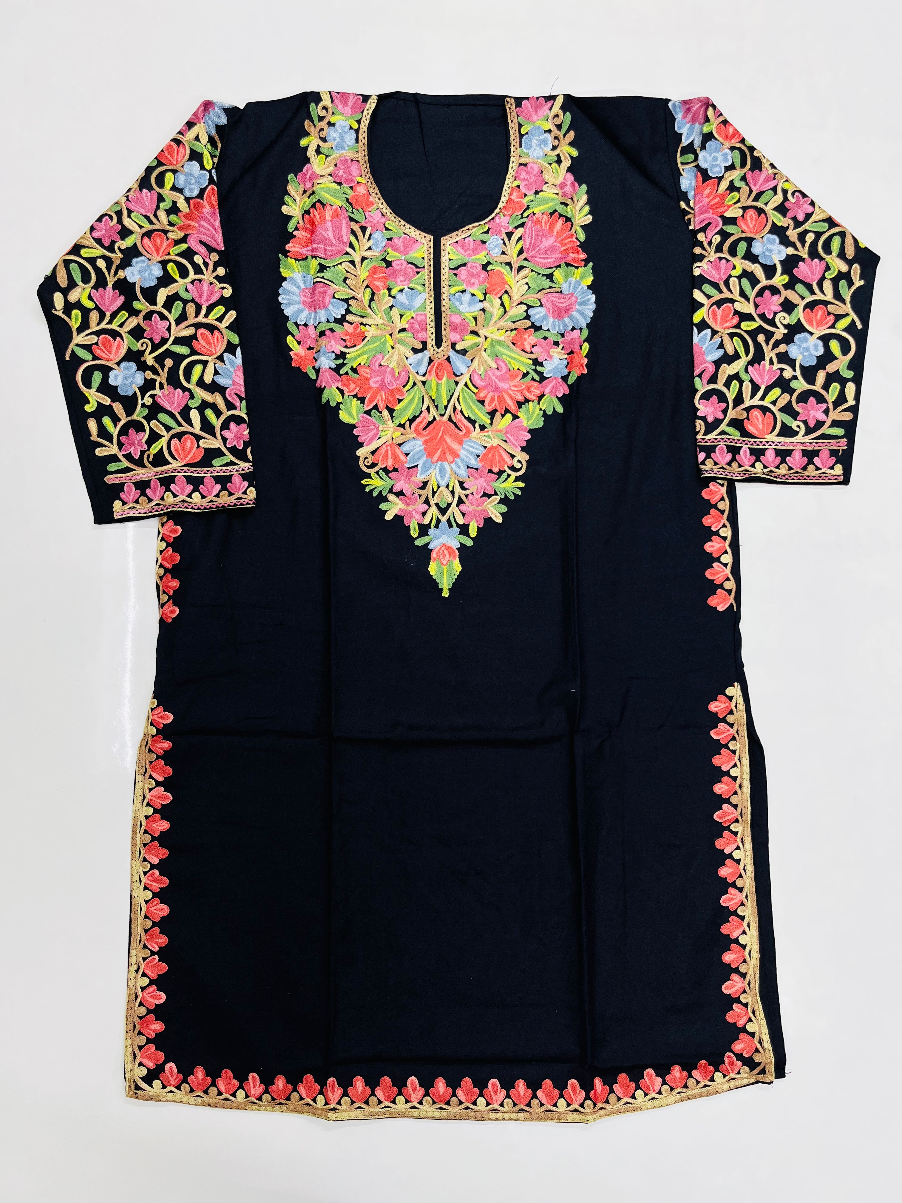 Black Floral Embroidered Kashmiri Pheran