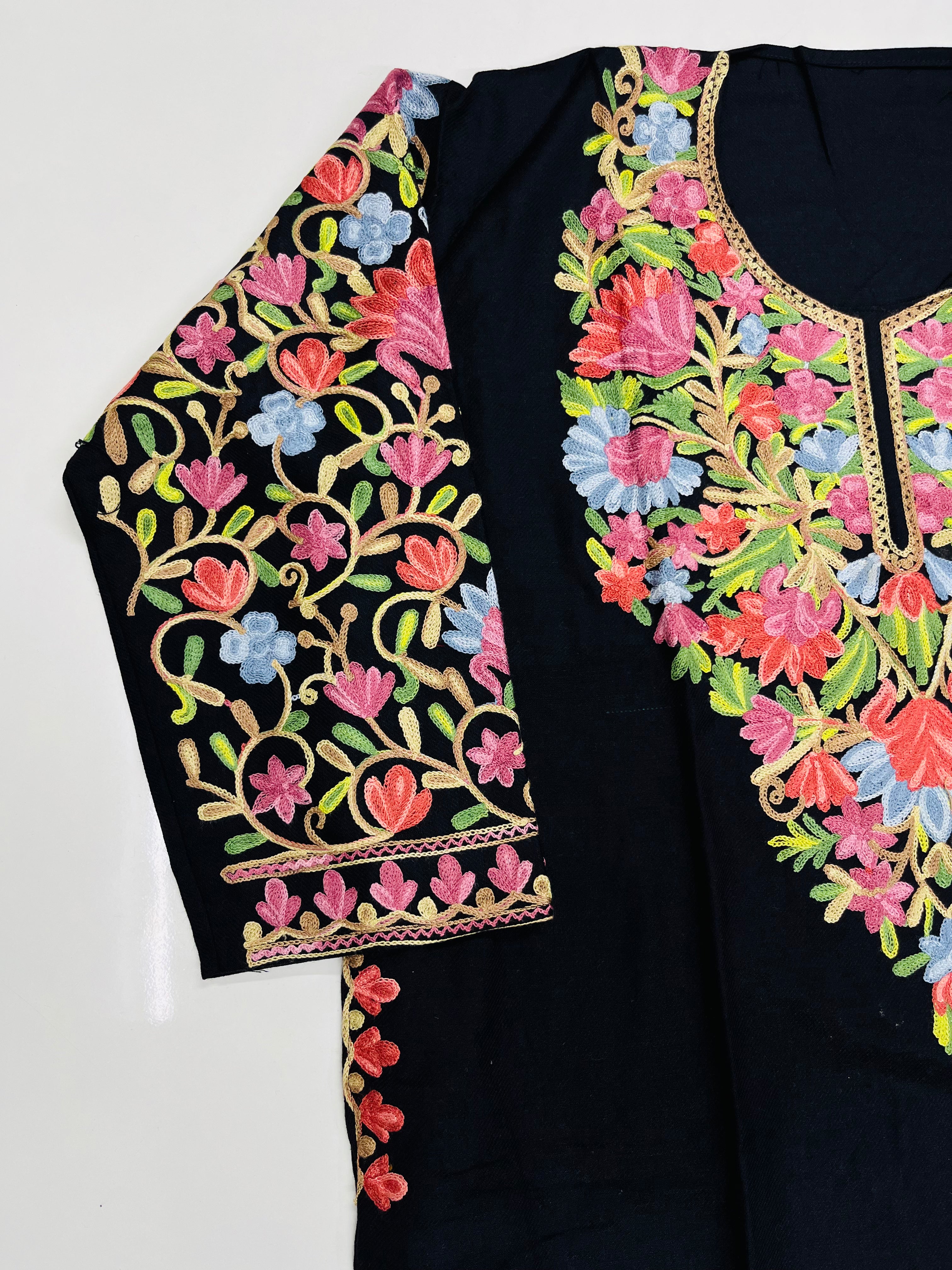 Black Floral Embroidered Kashmiri Pheran