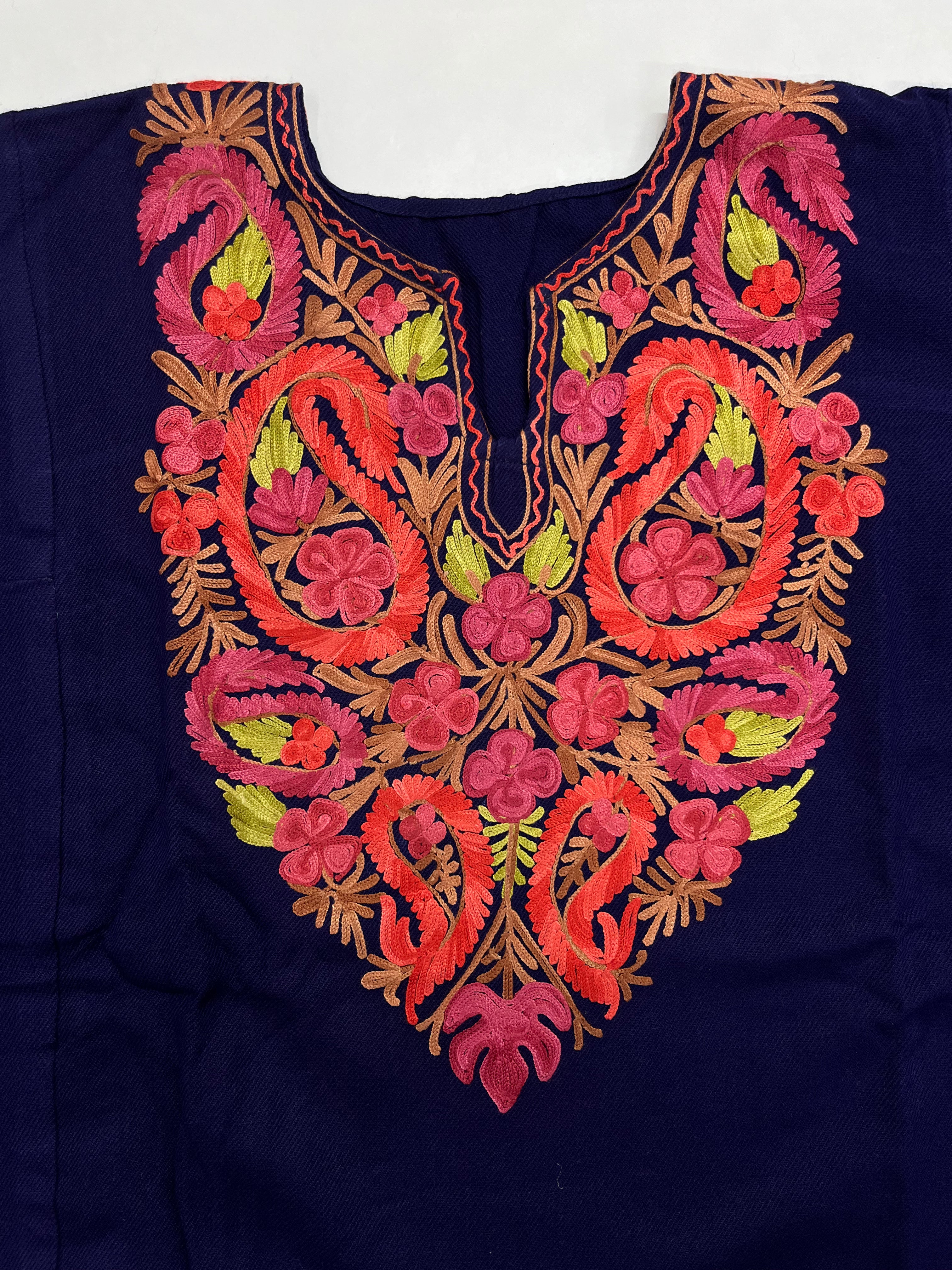 Navy Blue Embroidered Kashmiri Pheran