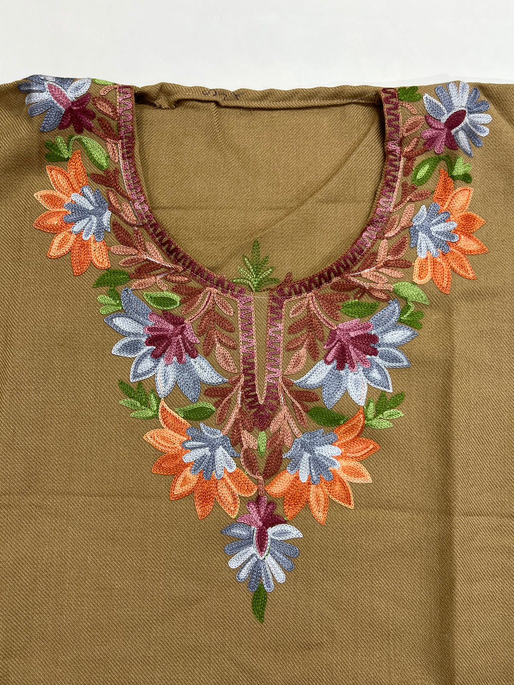 Coffee Brown Floral Embroidered Kashmiri Pheran