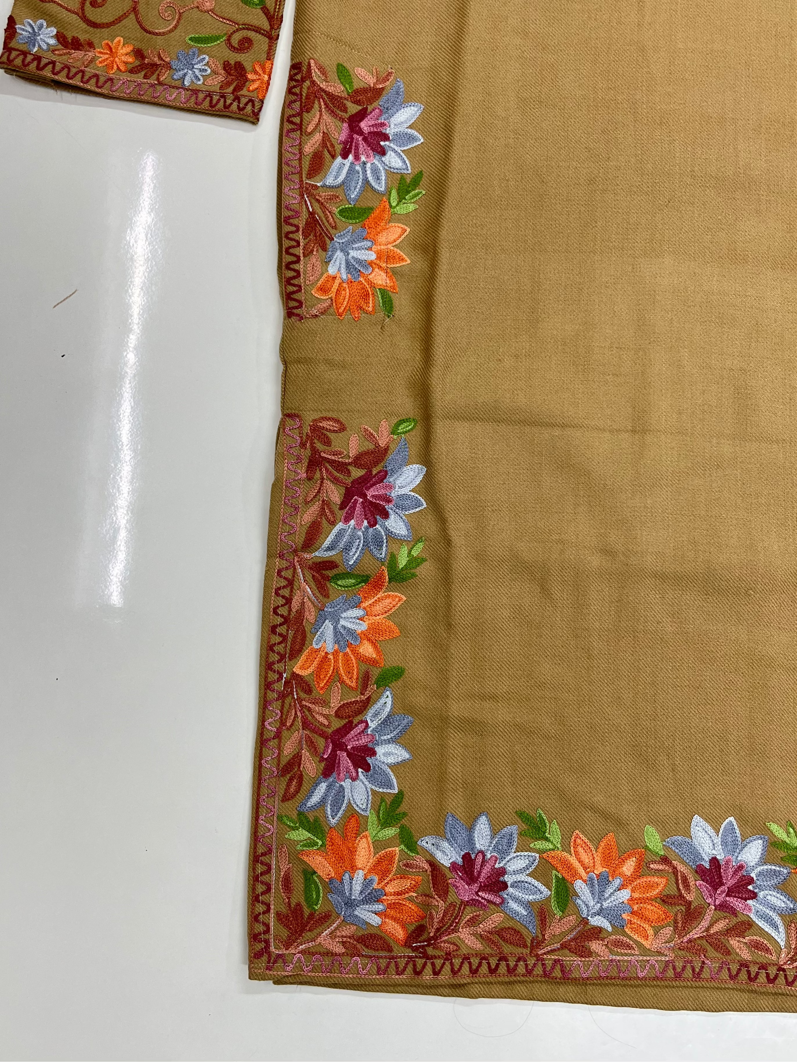 Coffee Brown Floral Embroidered Kashmiri Pheran
