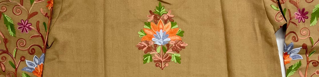 Camel Brown Embroidered Kashmiri Pheran
