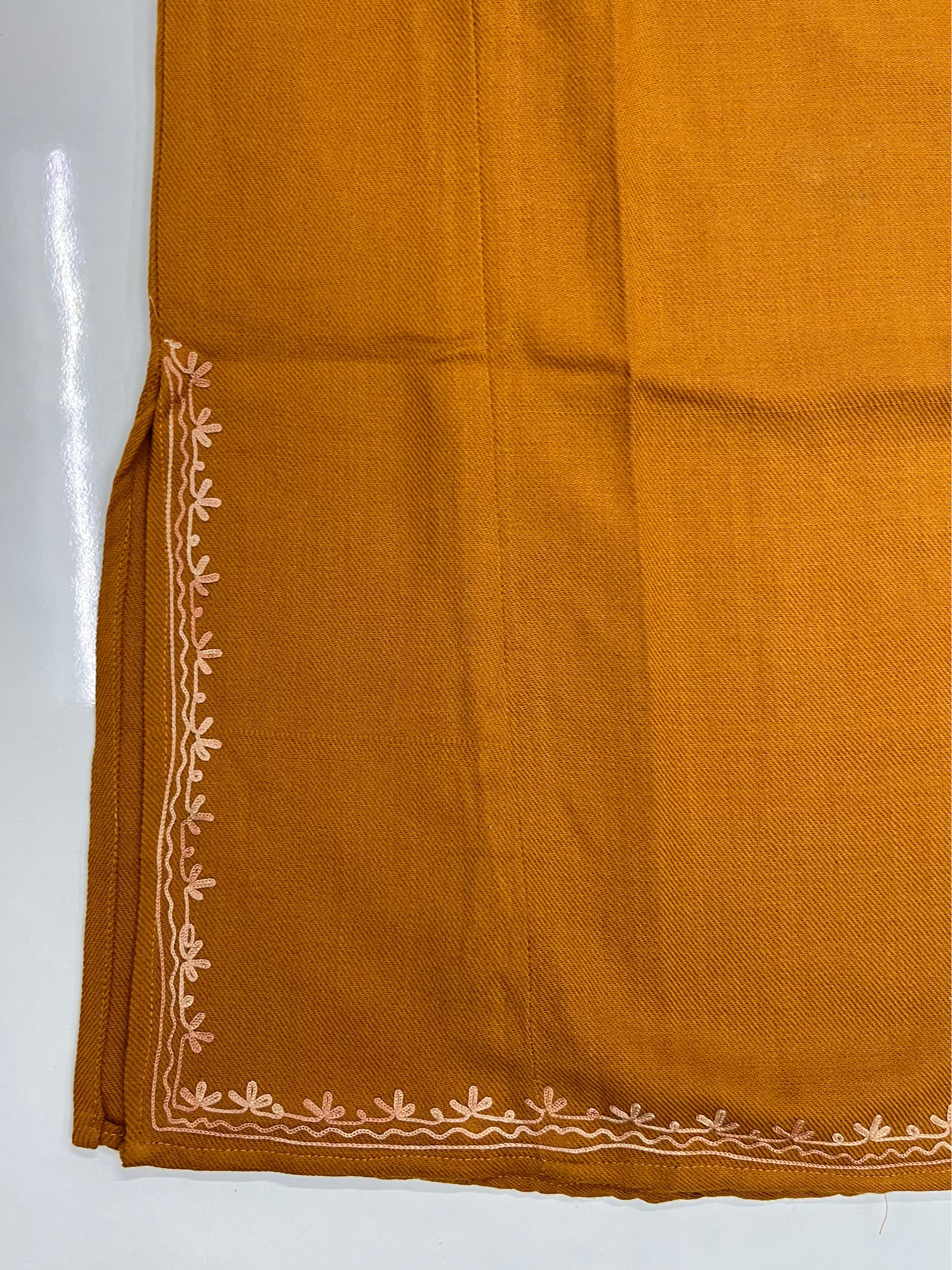 Mustard Yellow Floral Embroidered Kashmiri Pheran