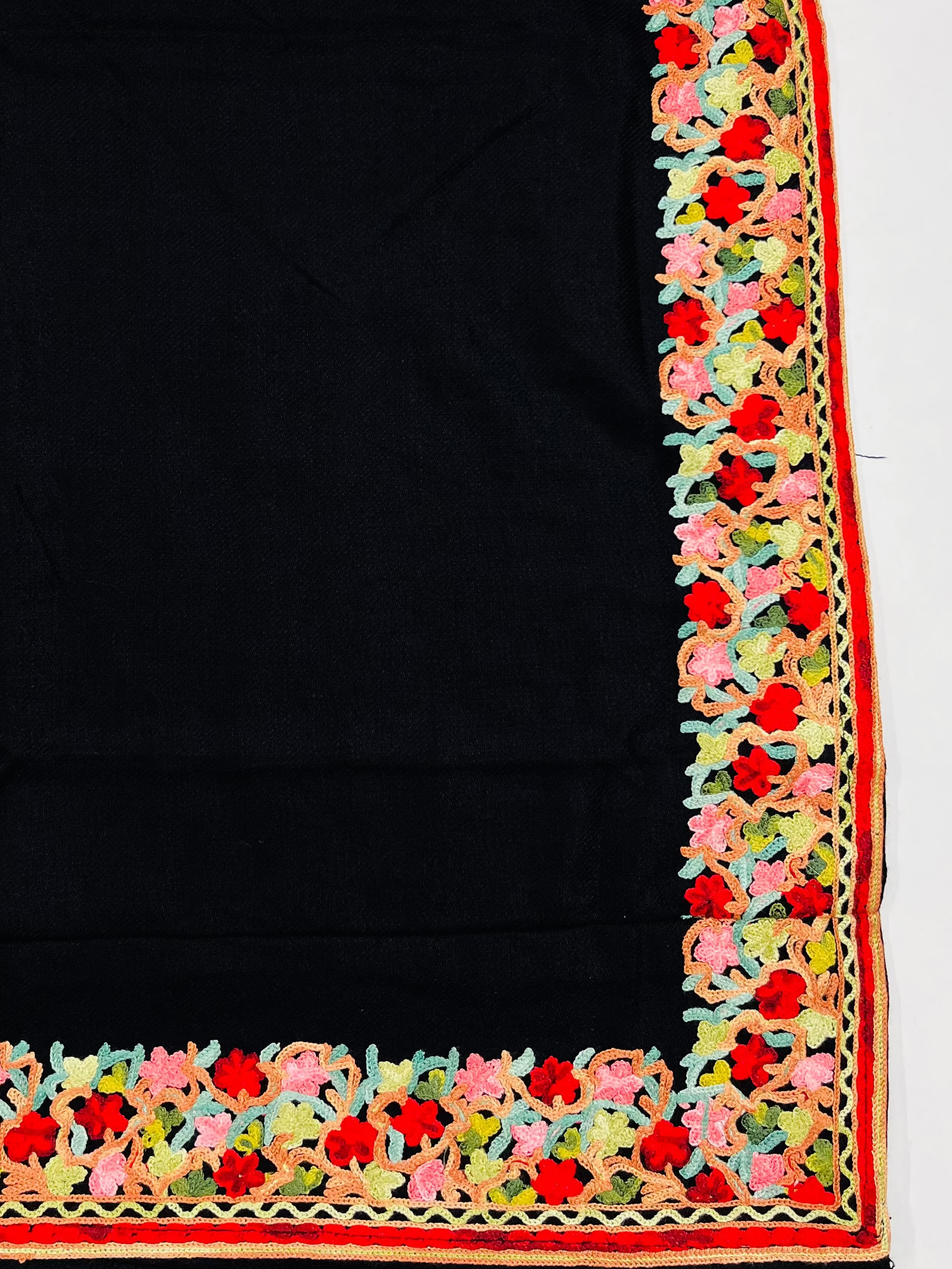 Black Multicolor Floral Embroidered Kashmiri Pheran