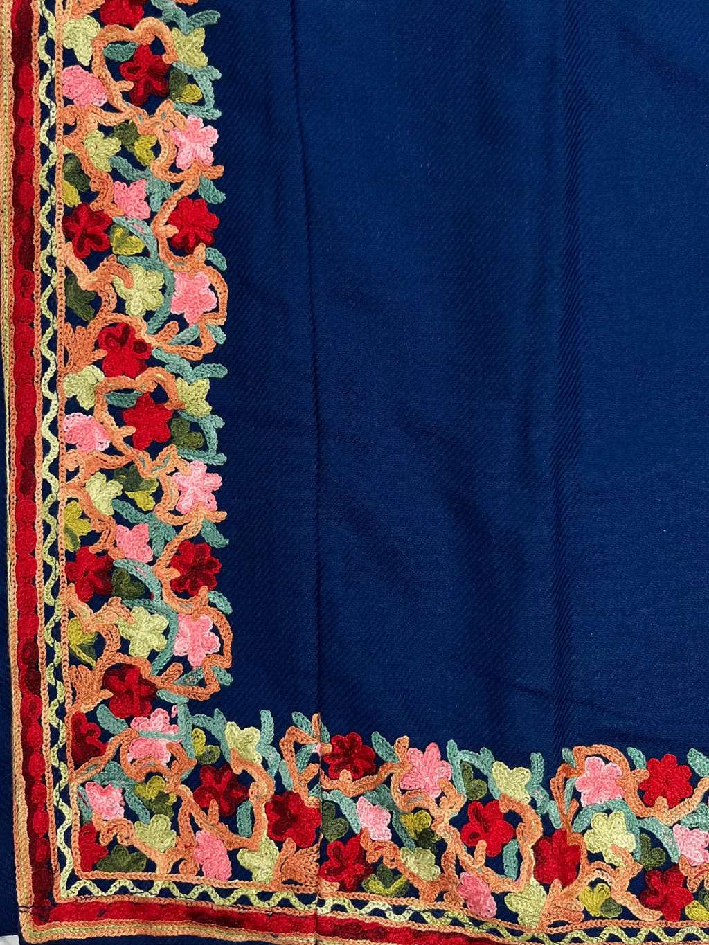 Navy Blue Floral Embroidered Kashmiri Pheran