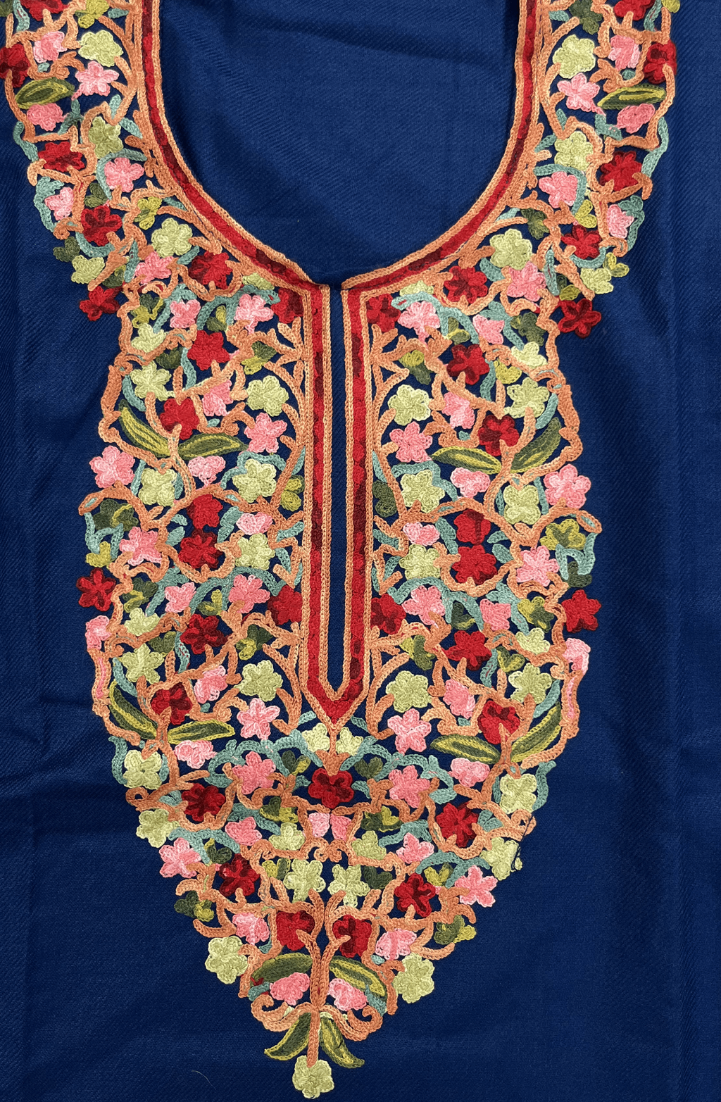 Navy Blue Floral Embroidered Kashmiri Pheran