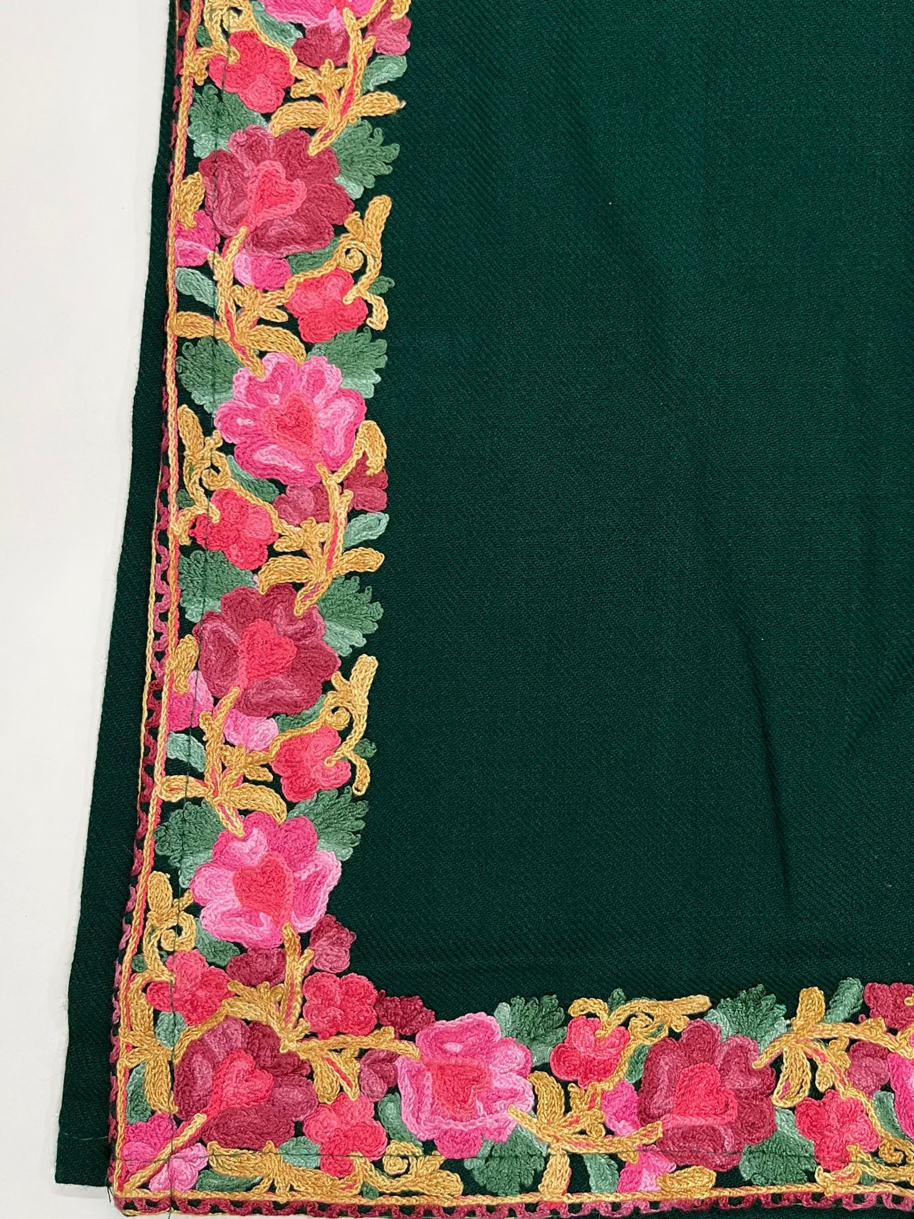Forest Green Floral Embroidered Kashmiri Pheran