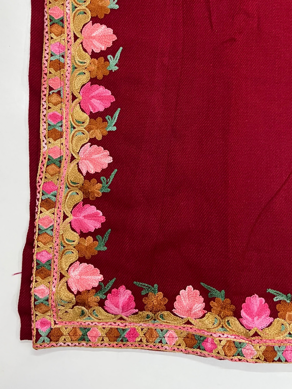Maroon Floral Embroidered Kashmiri Pheran