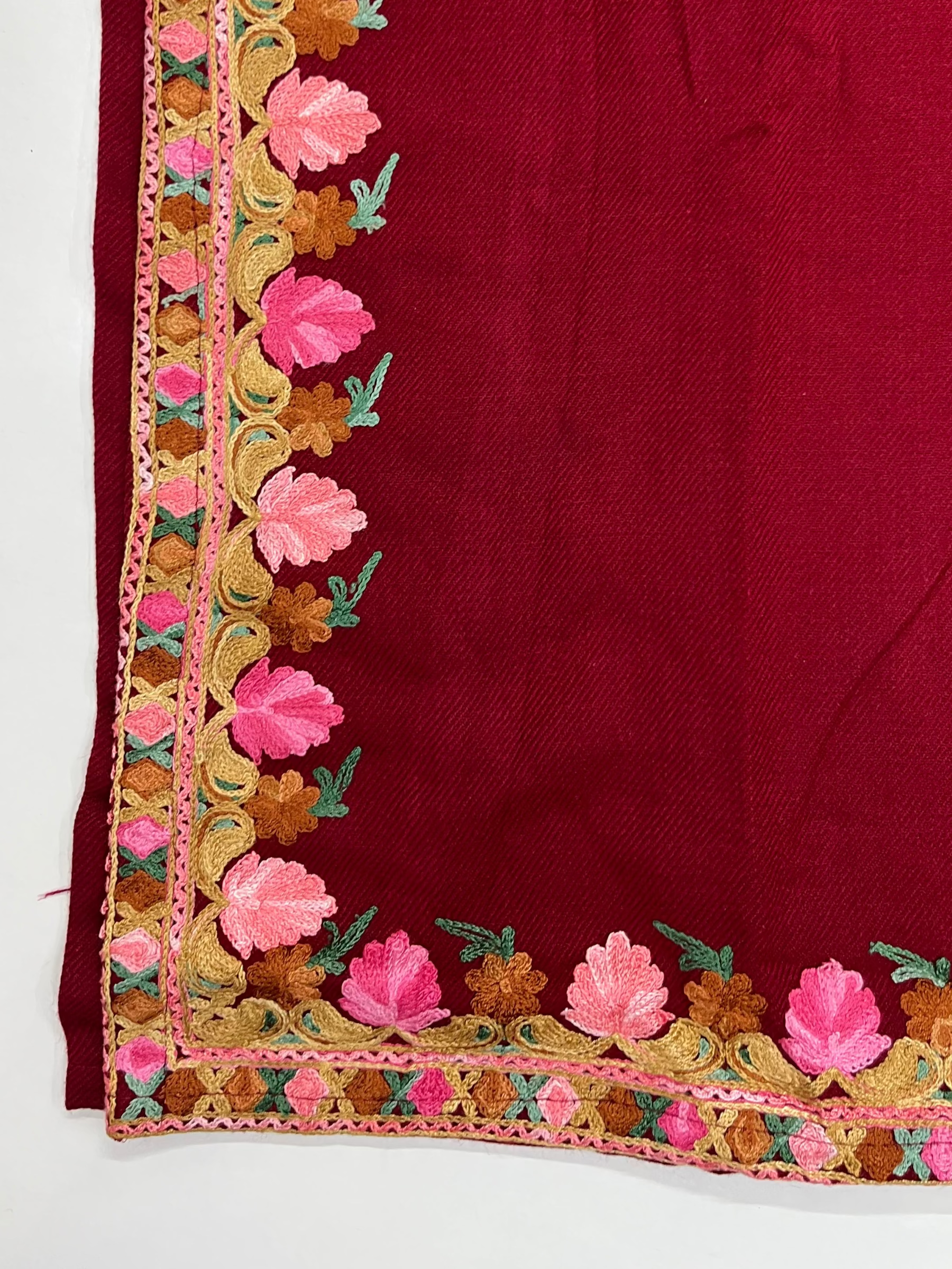 Maroon Floral Embroidered Kashmiri Pheran