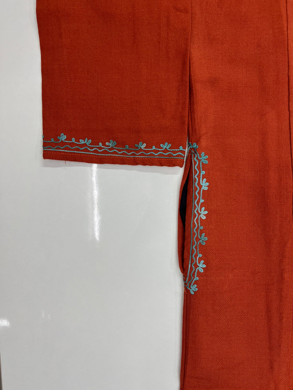 Burnt Orange Embroidered Kashmiri Pheran