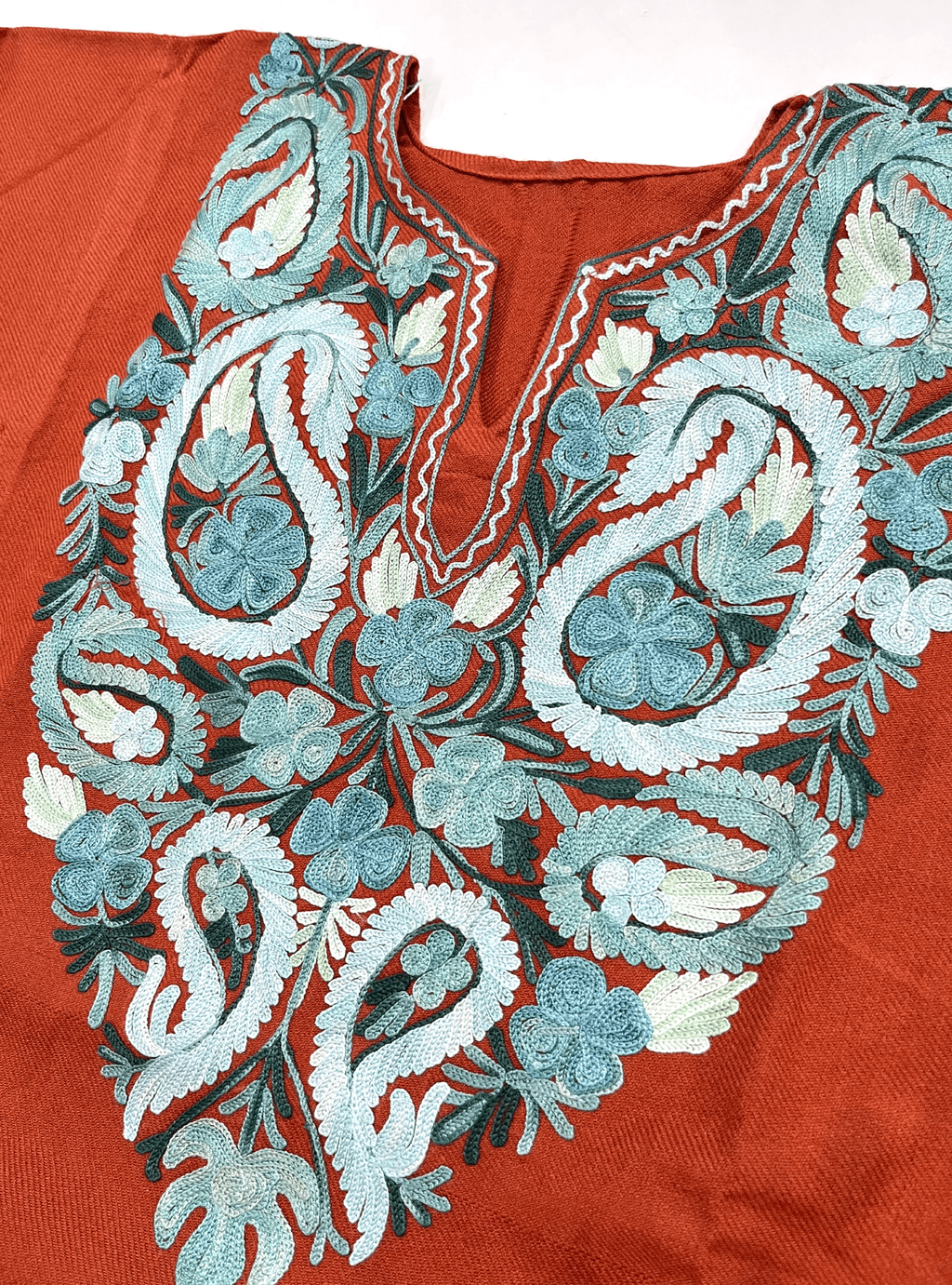 Burnt Orange Embroidered Kashmiri Pheran