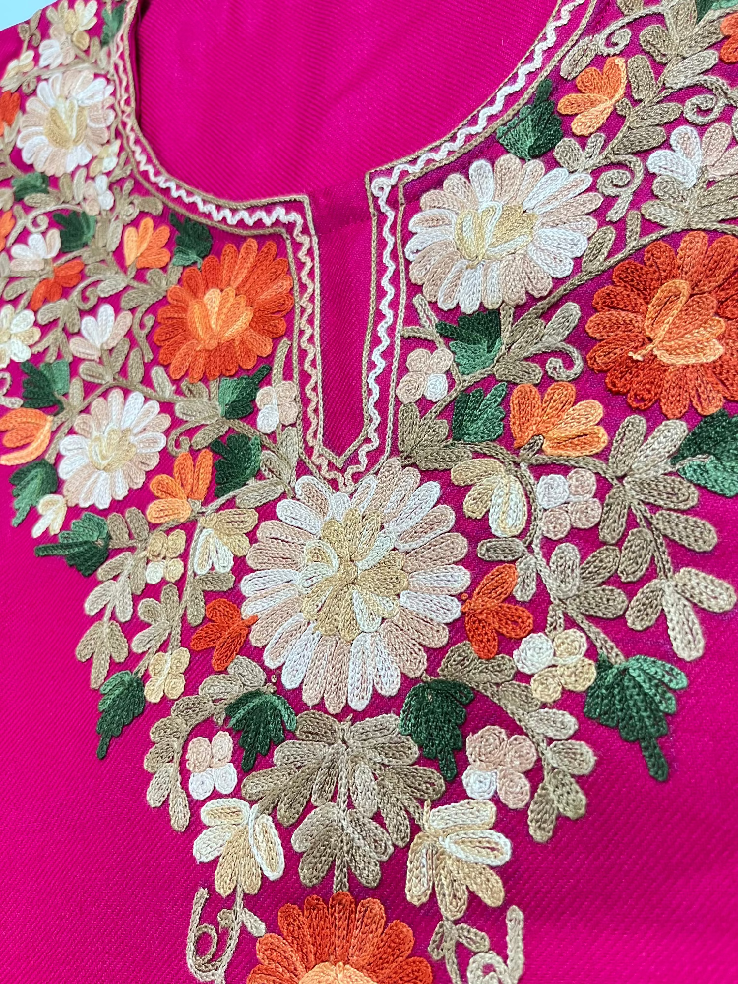 Hot Pink Aari Embroidered Kashmiri Co-ord set