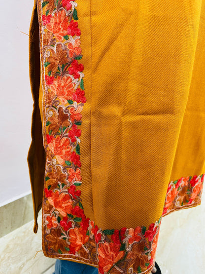 Rust Neck Design Aari Embroidered Phiran