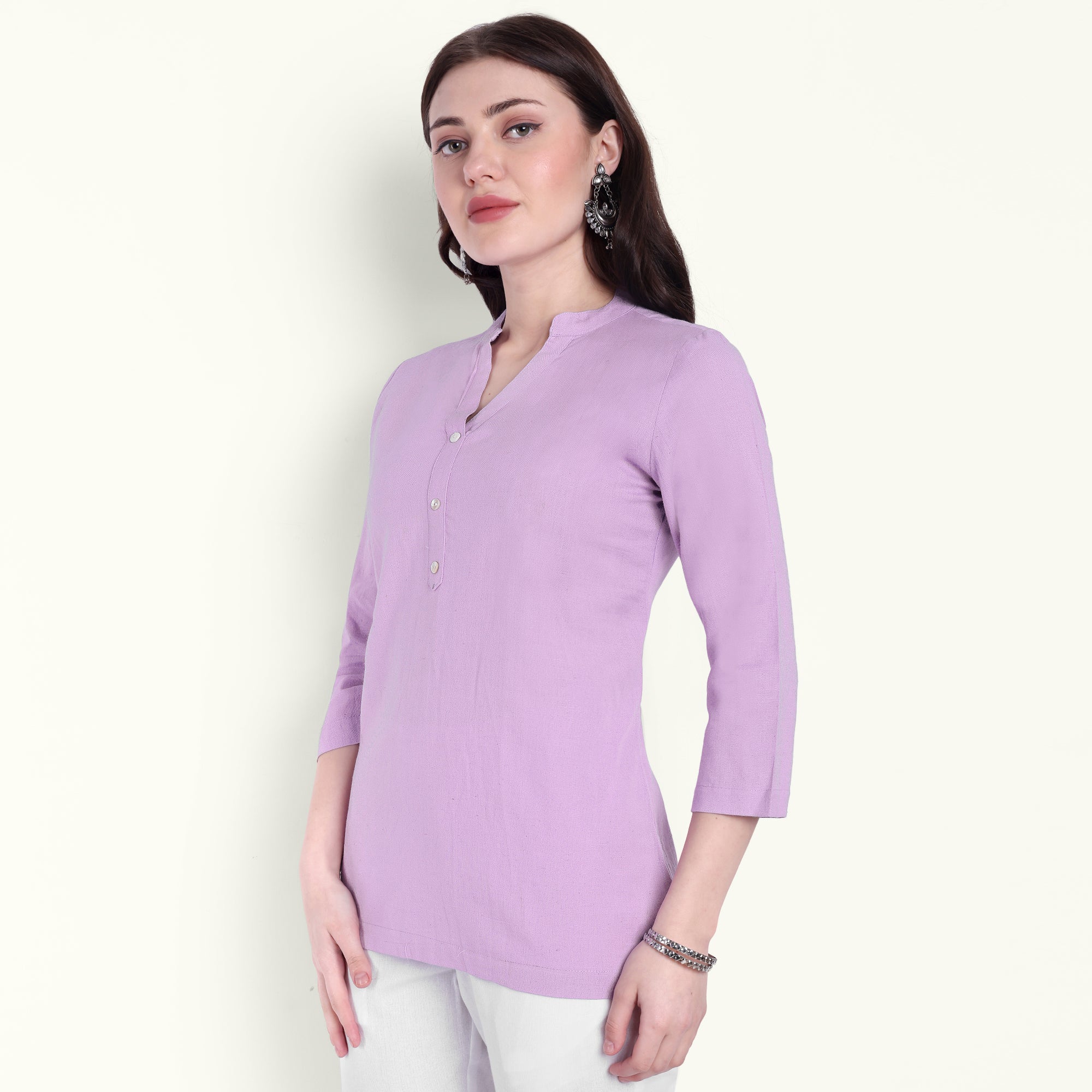  Lilac Airy Linen Short Kurti 