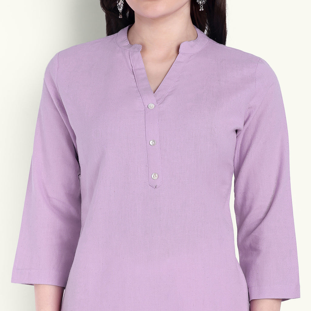  Lilac Airy Linen Short Kurti For Women 