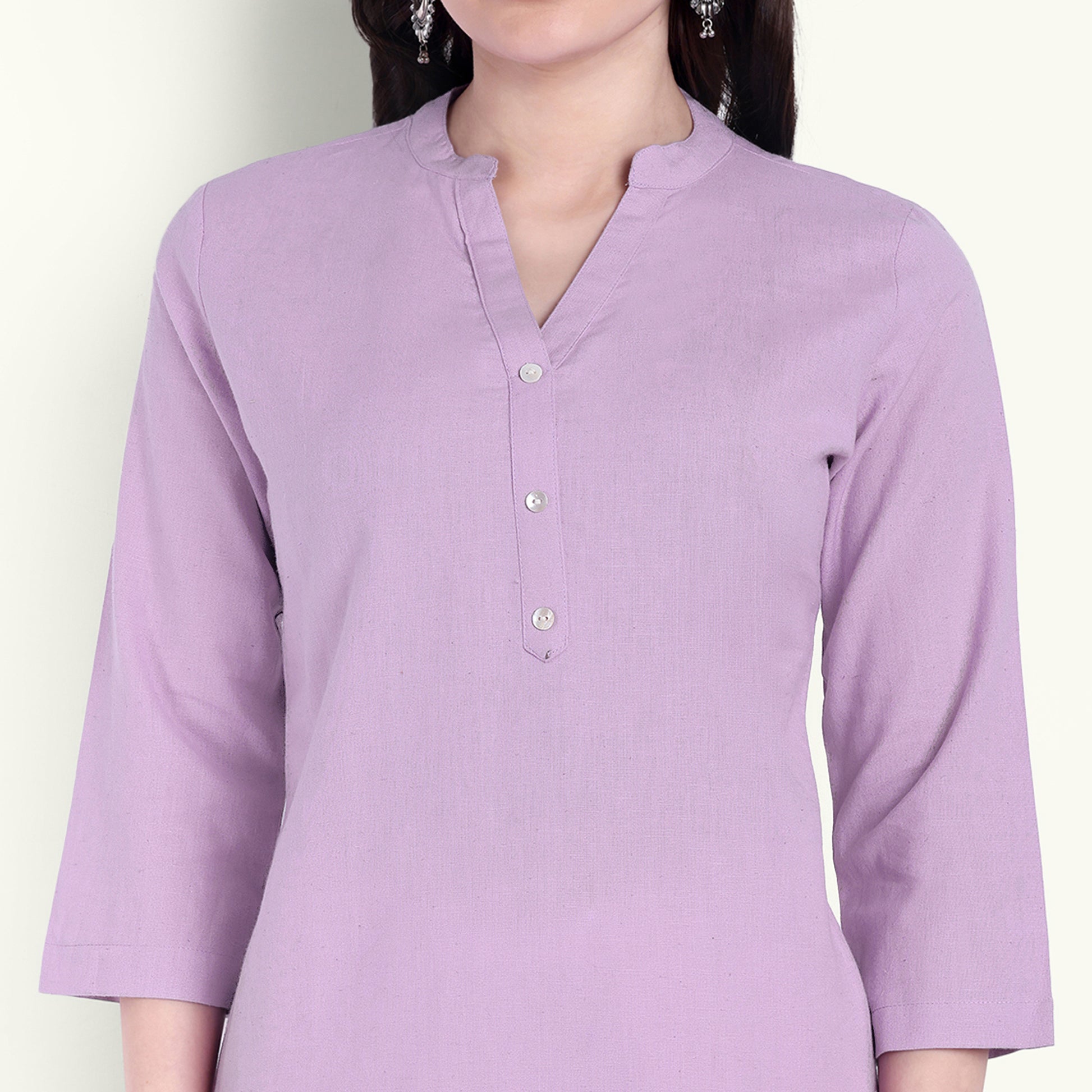  Lilac Airy Linen Short Kurti For Women 