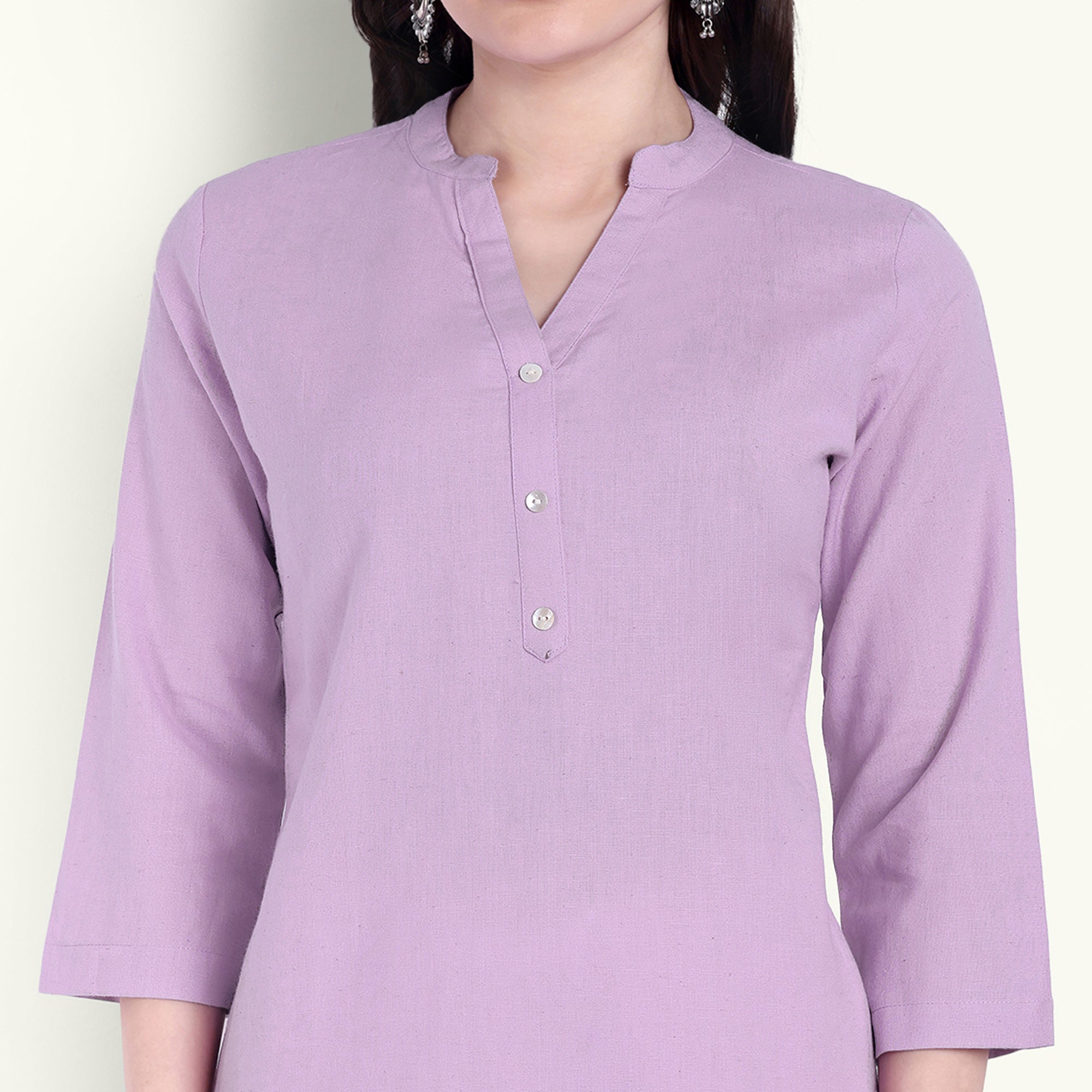  Lilac Airy Linen Short Kurti For Women 