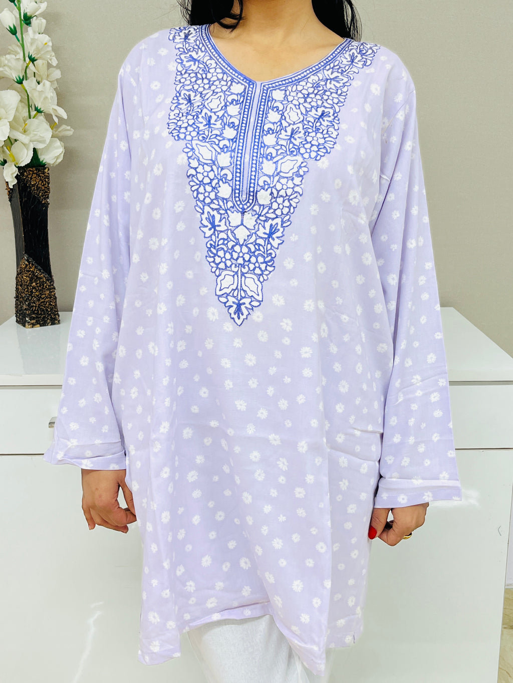 Lilac Rayon Straight Kurti For Women