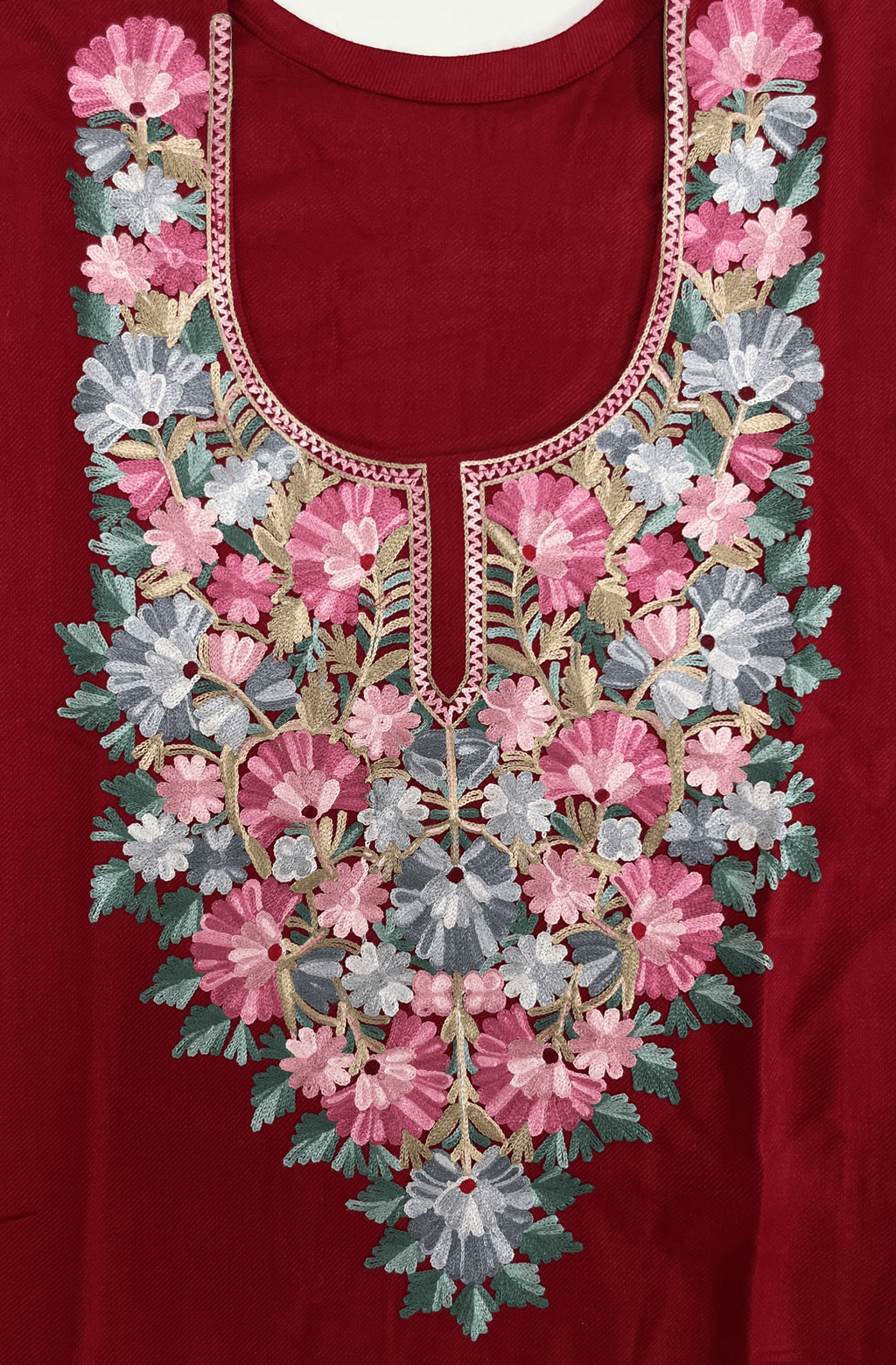 Maroon Blossom Aari Kashmiri Coord Set