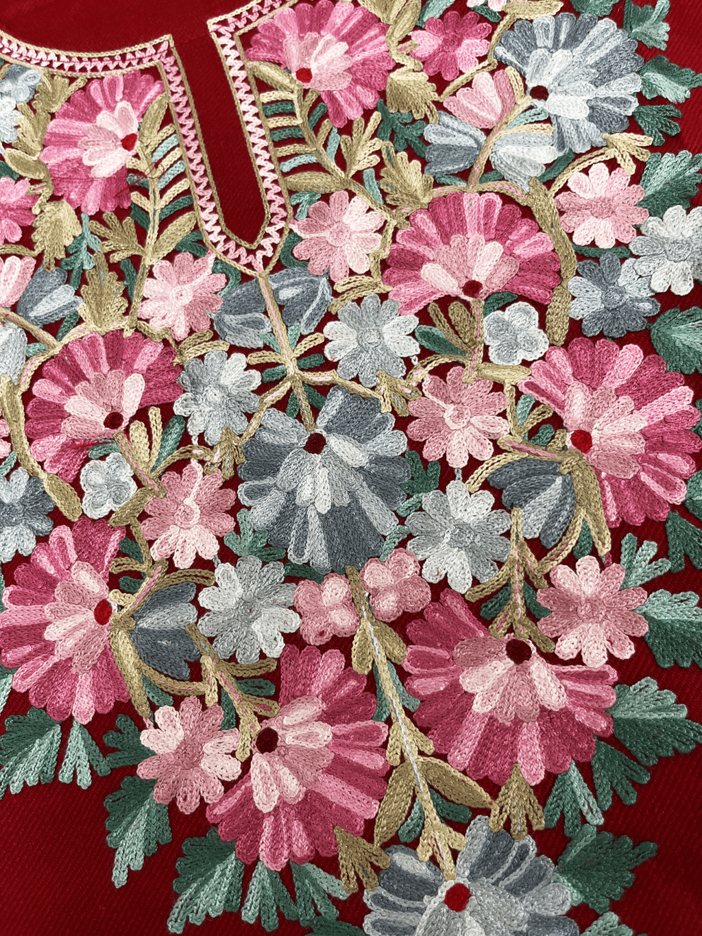 Maroon Blossom Aari Kashmiri Coord Set