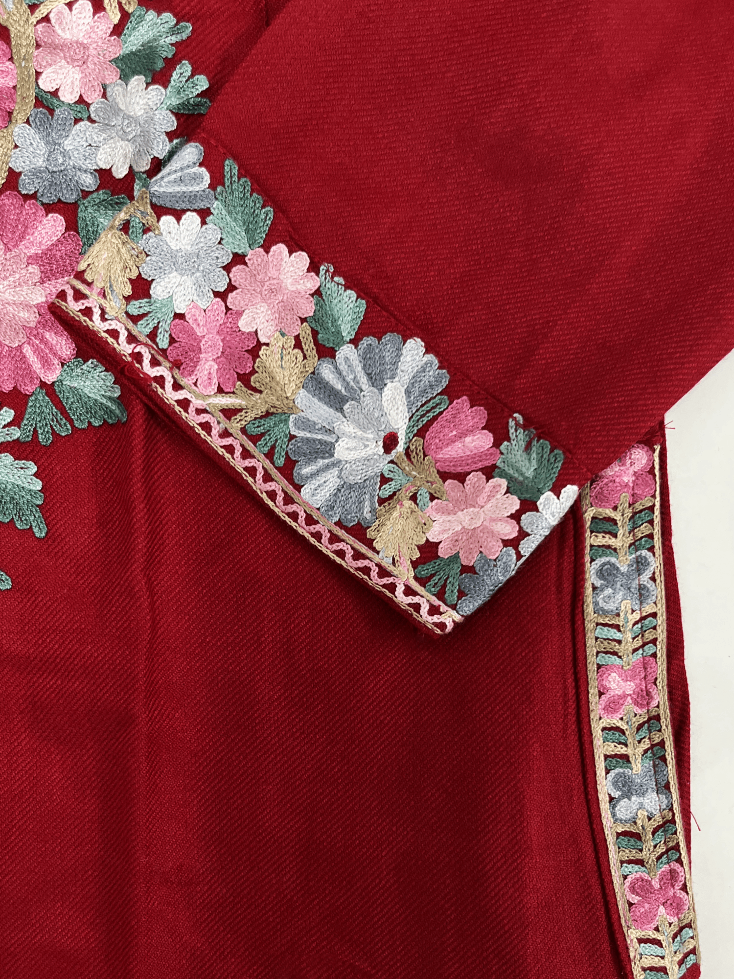 Maroon Blossom Aari Kashmiri Coord Set