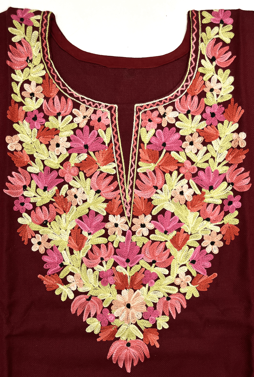 Maroon Floral Aari Embroidered Kashmiri Co-ord set