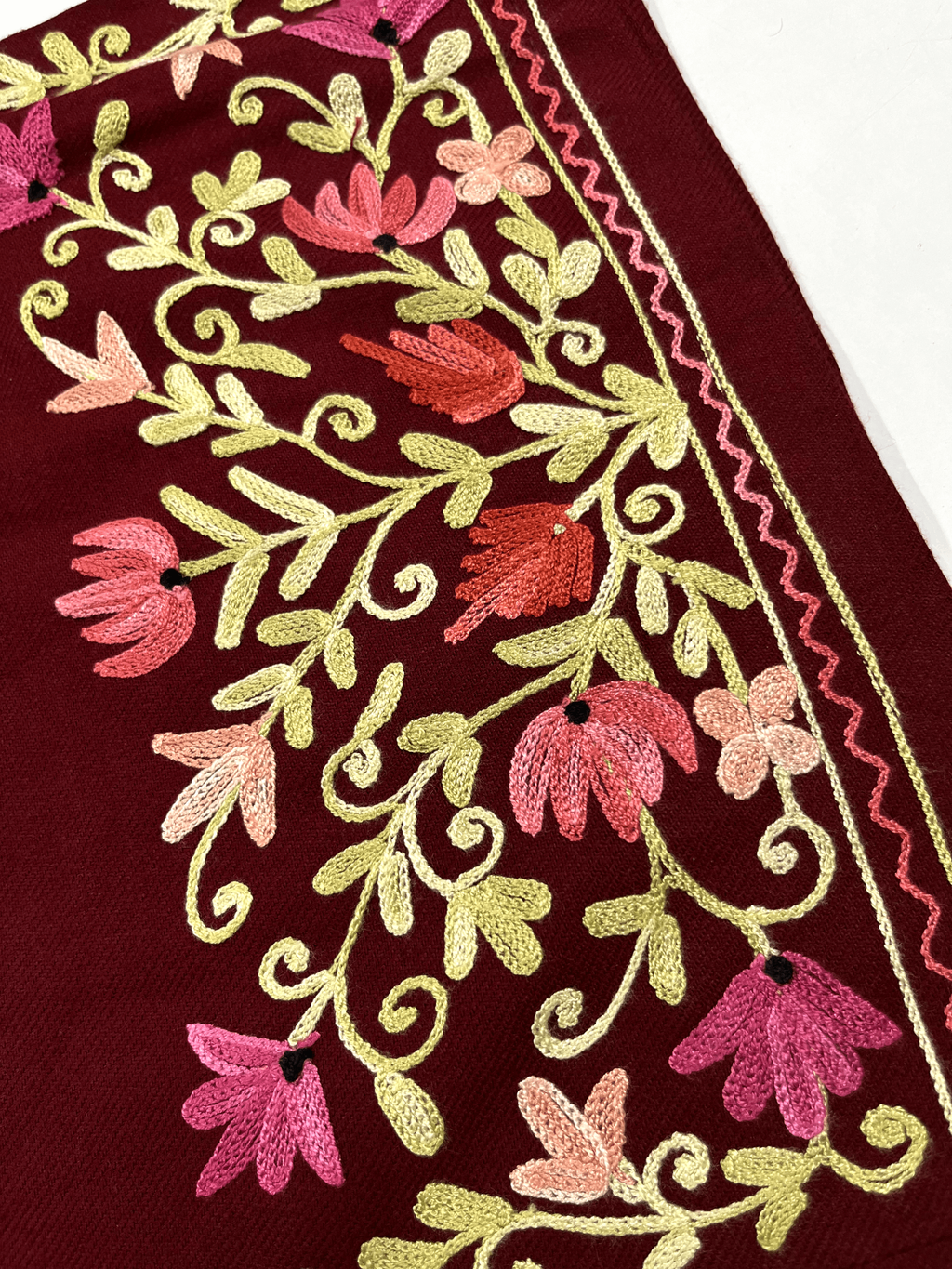 Maroon Floral Aari Embroidered Kashmiri Co-ord set