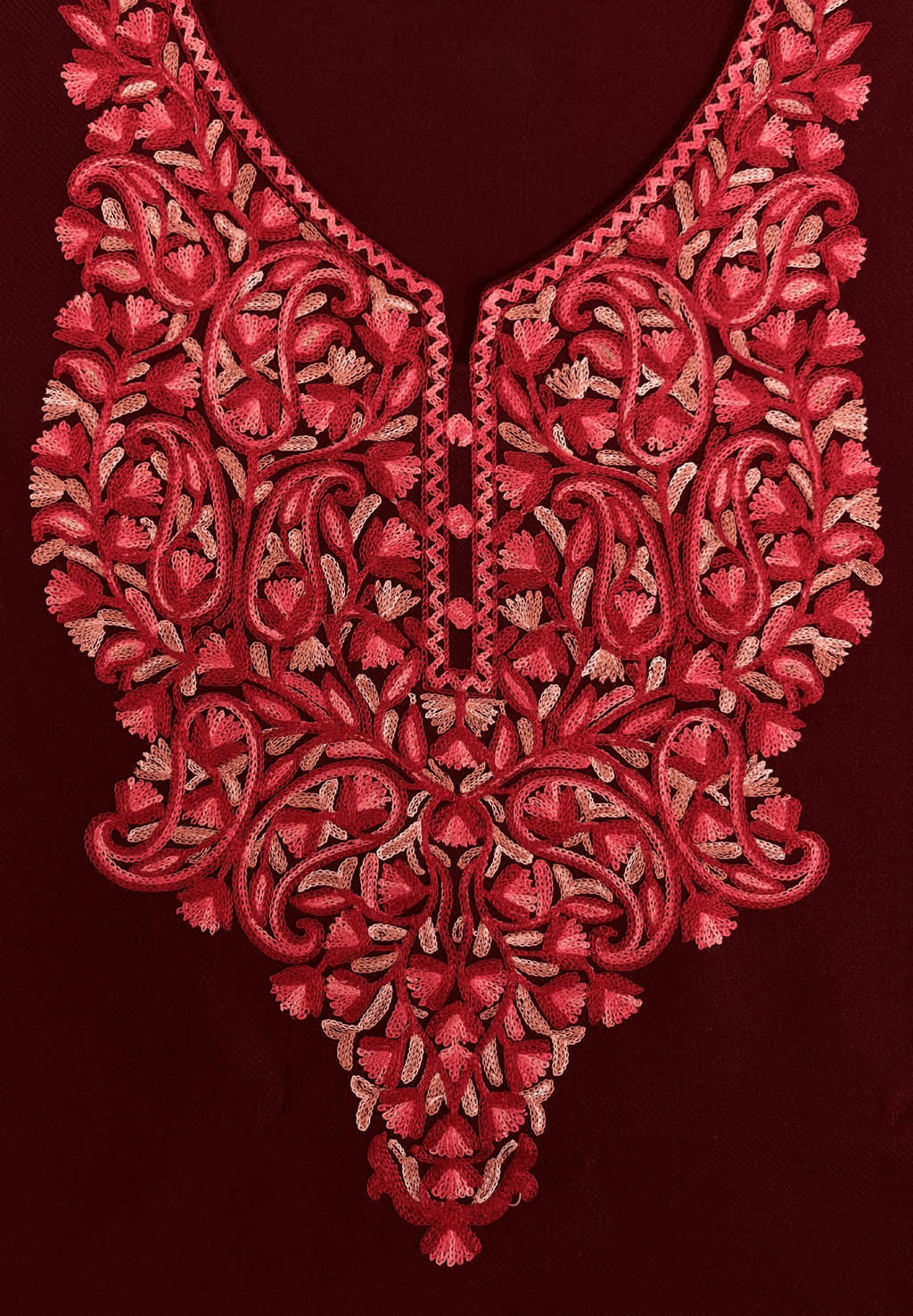 Maroon Floral Aari Embroidered Kashmiri Pheran
