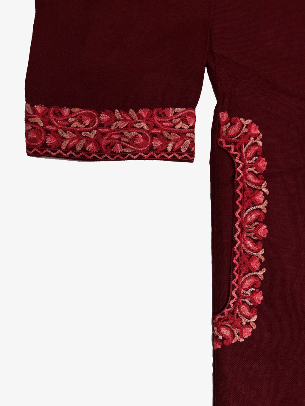 Maroon Floral Aari Embroidered Kashmiri Pheran