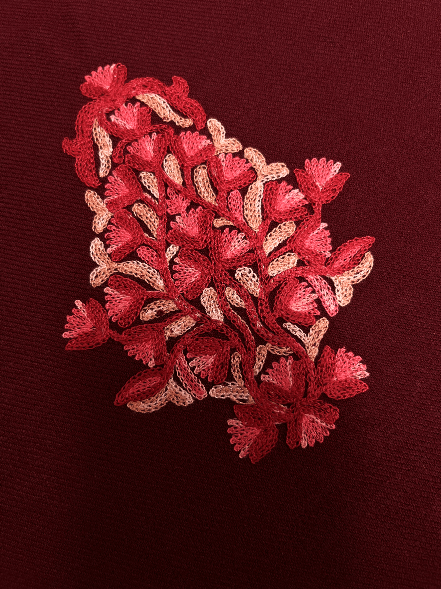 Maroon Floral Aari Embroidered Kashmiri Pheran