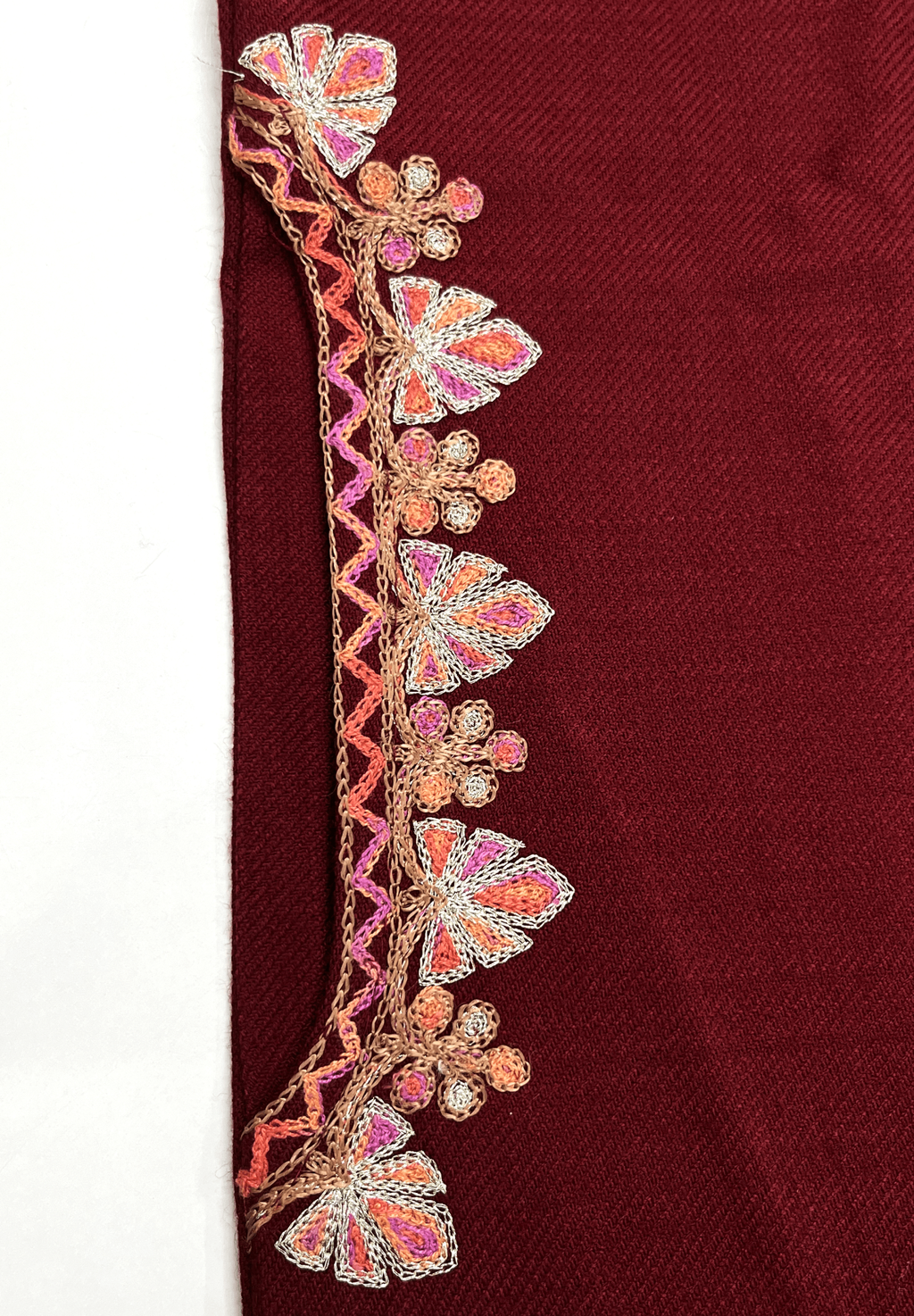 Maroon Aari–Tilla Embroidered Kashmiri Pheran