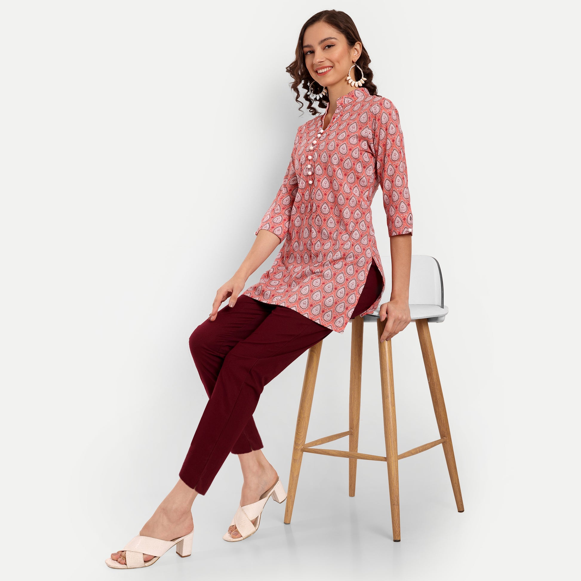  Maroon Solid Women Regular Fit Cotton Trouser With Stylish Look
