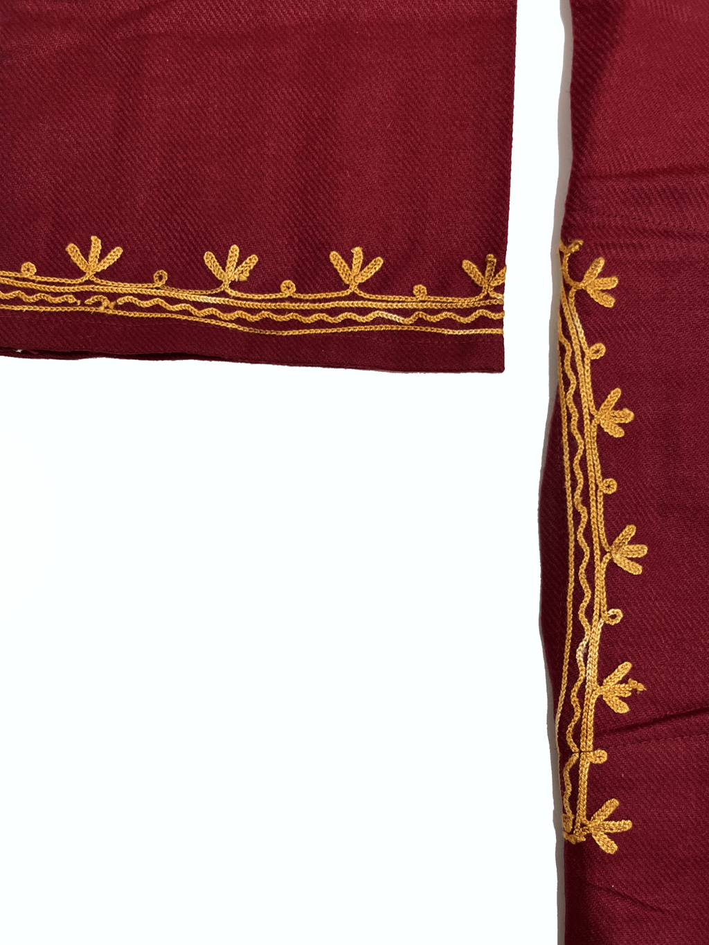 Maroon and Orange Floral Aari Embroidered Kashmiri Pheran
