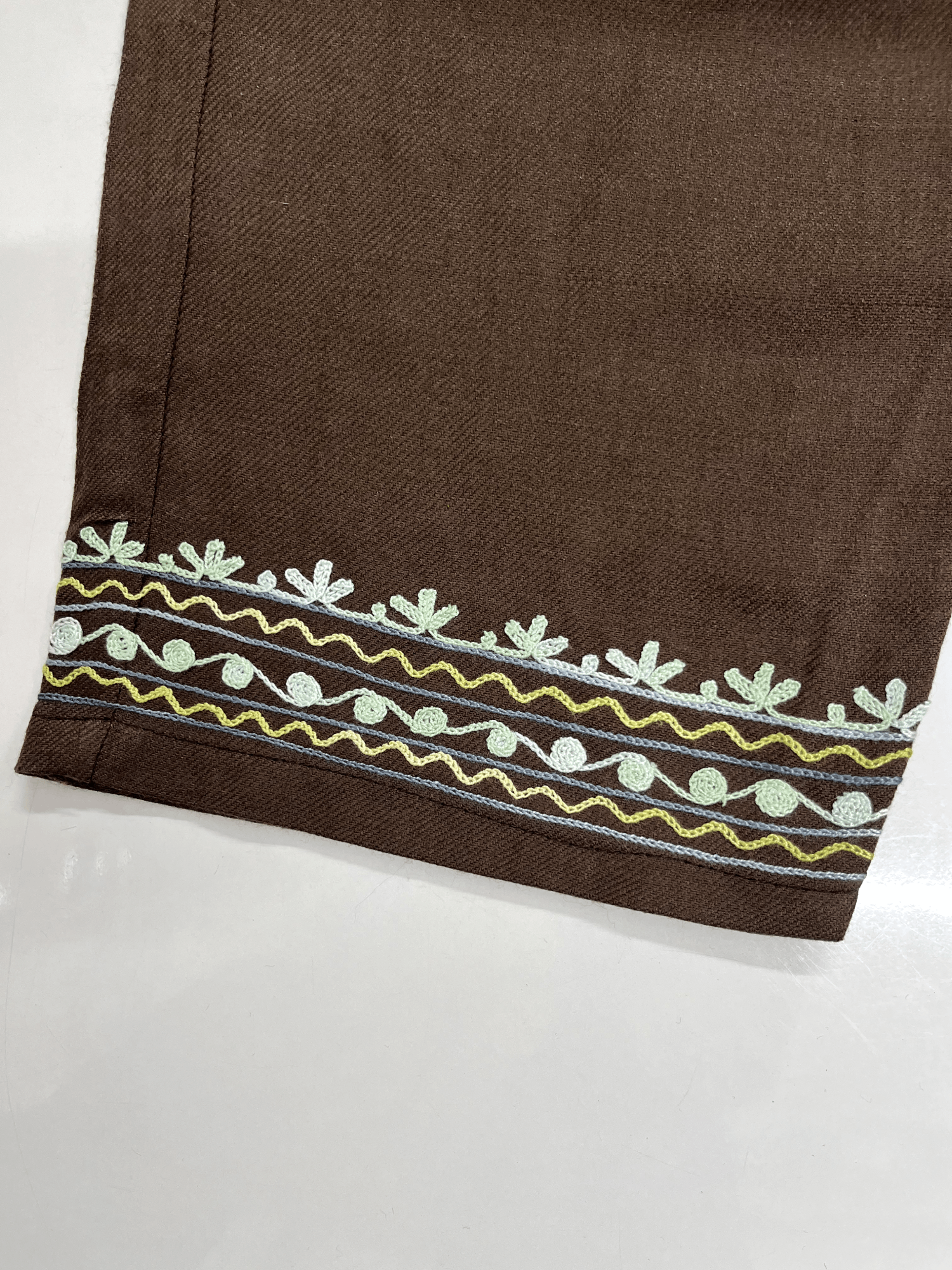 Mocha Brown Floral Aari Embroidered Kashmiri Coord Set