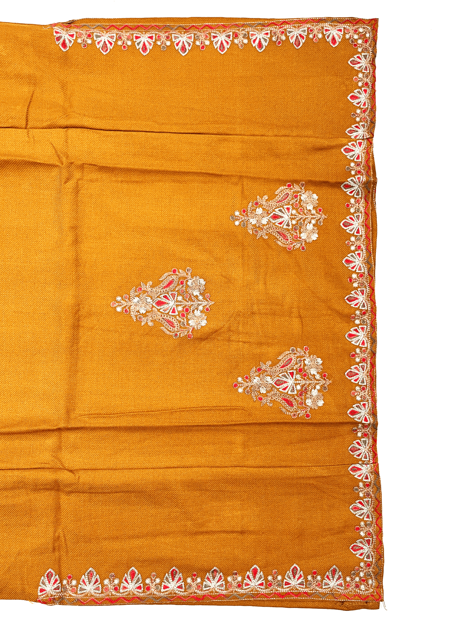 Mustard Aari–Tilla Embroidered Kashmiri Pheran